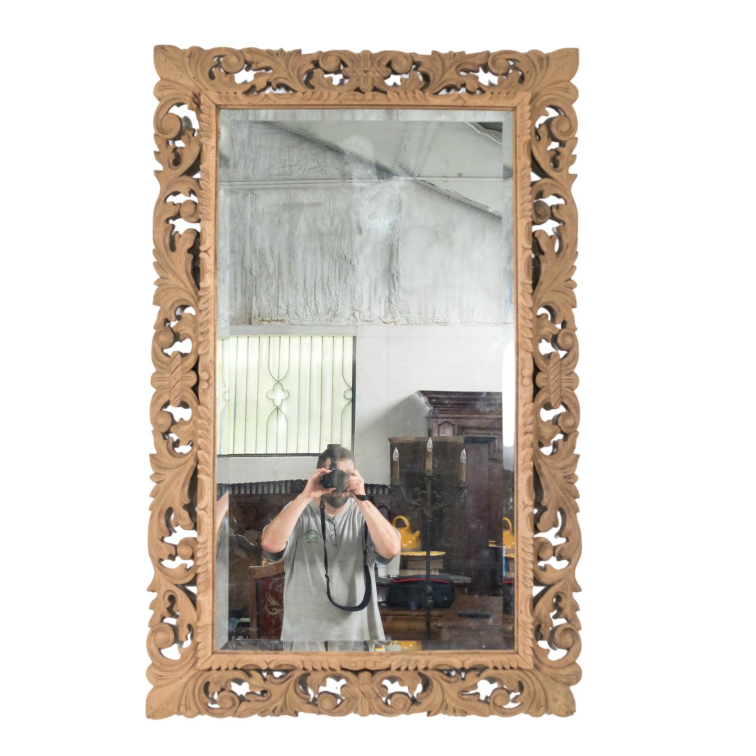 19th Century French Bleached Oak Louis XIV Style Cushion Mirror