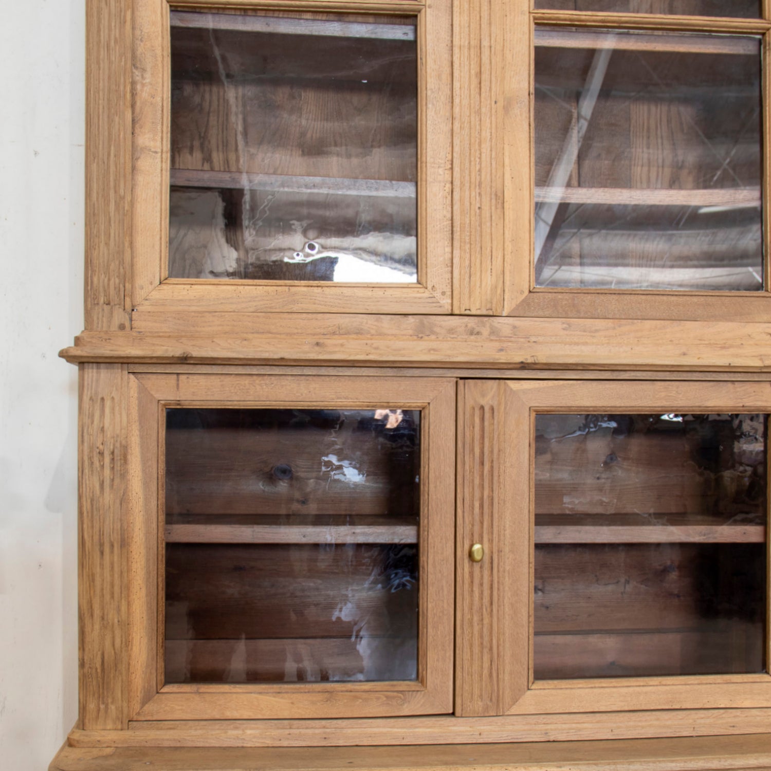 Monumental Early 19th Century French Directoire Period Bleached Oak Bibliothèque à Trois Corps