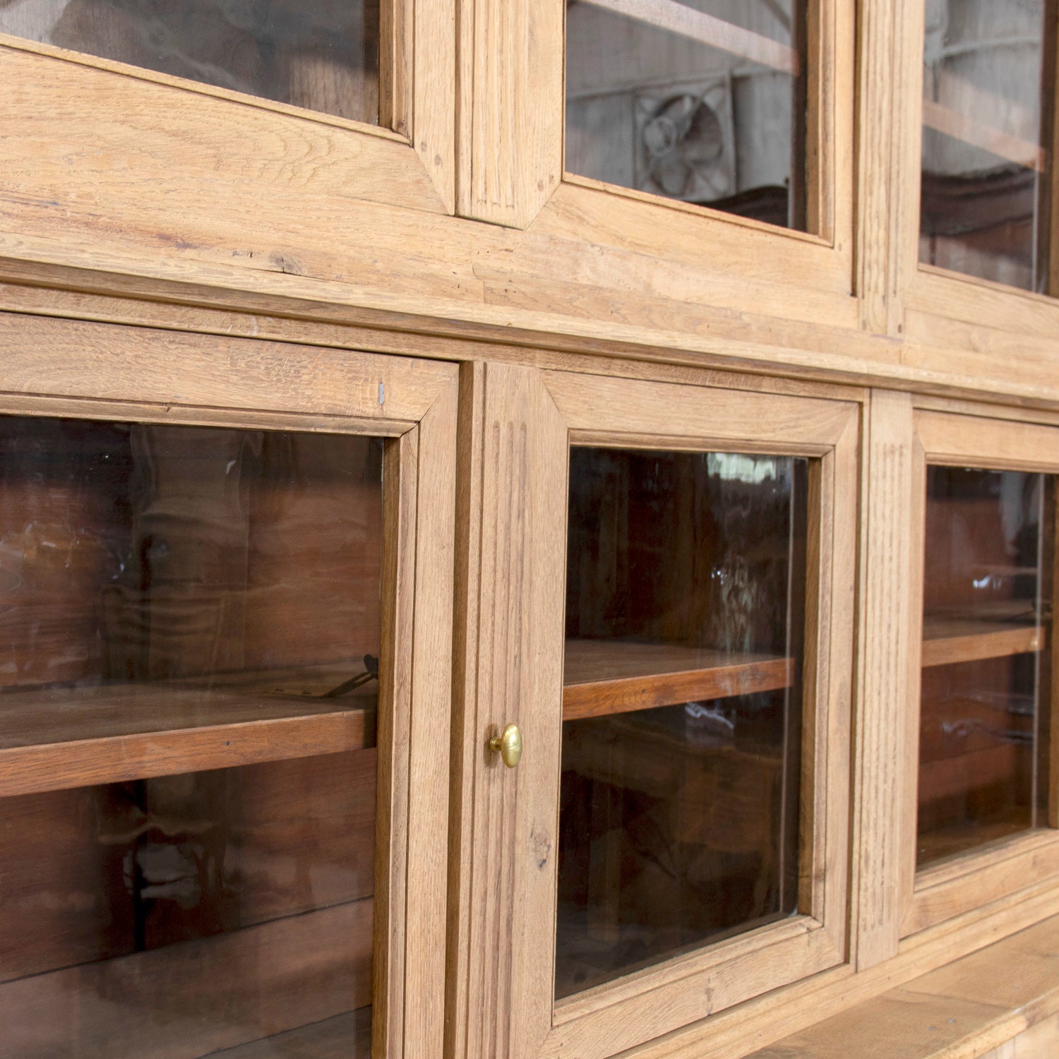 Monumental Early 19th Century French Directoire Period Bleached Oak Bibliothèque à Trois Corps