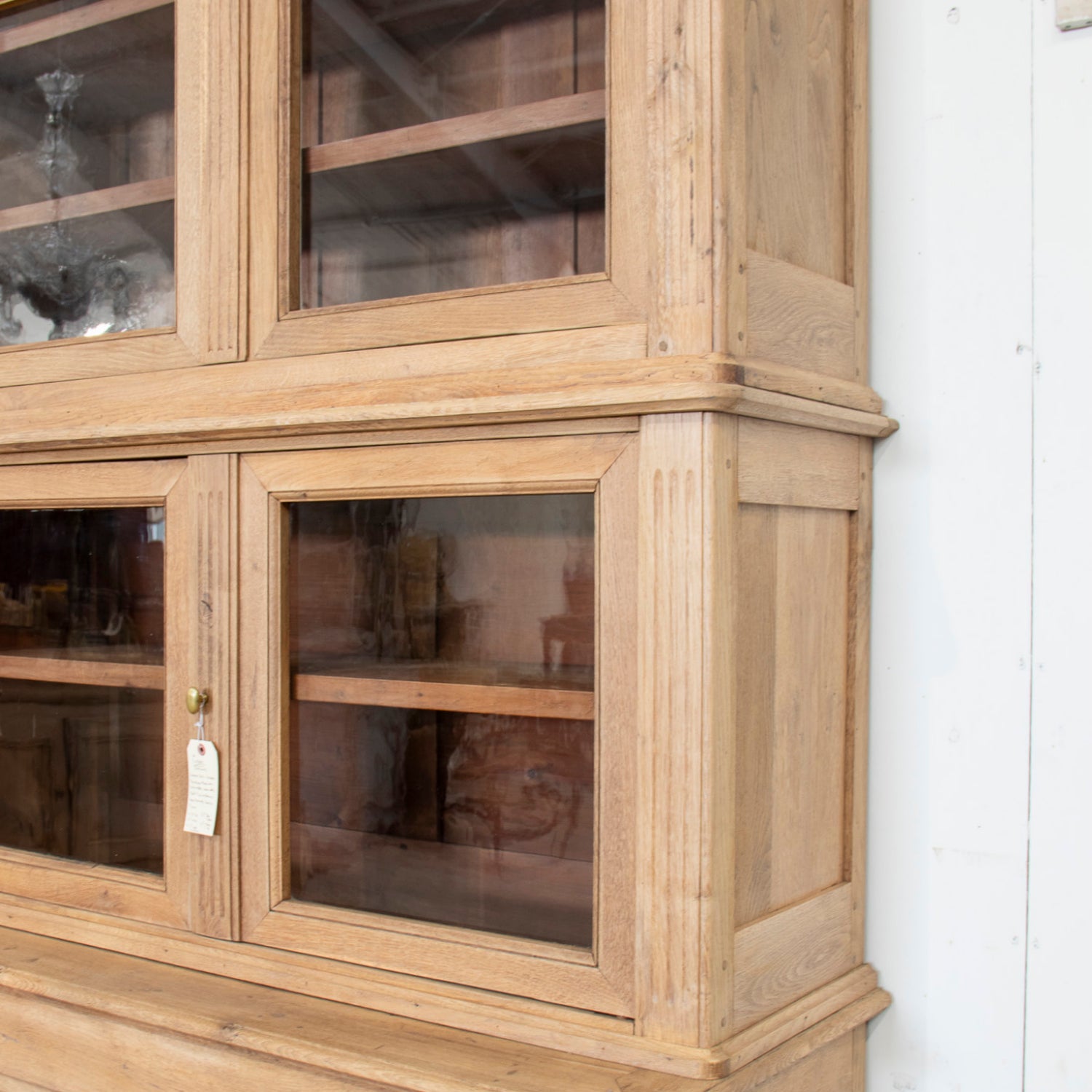 Monumental Early 19th Century French Directoire Period Bleached Oak Bibliothèque à Trois Corps