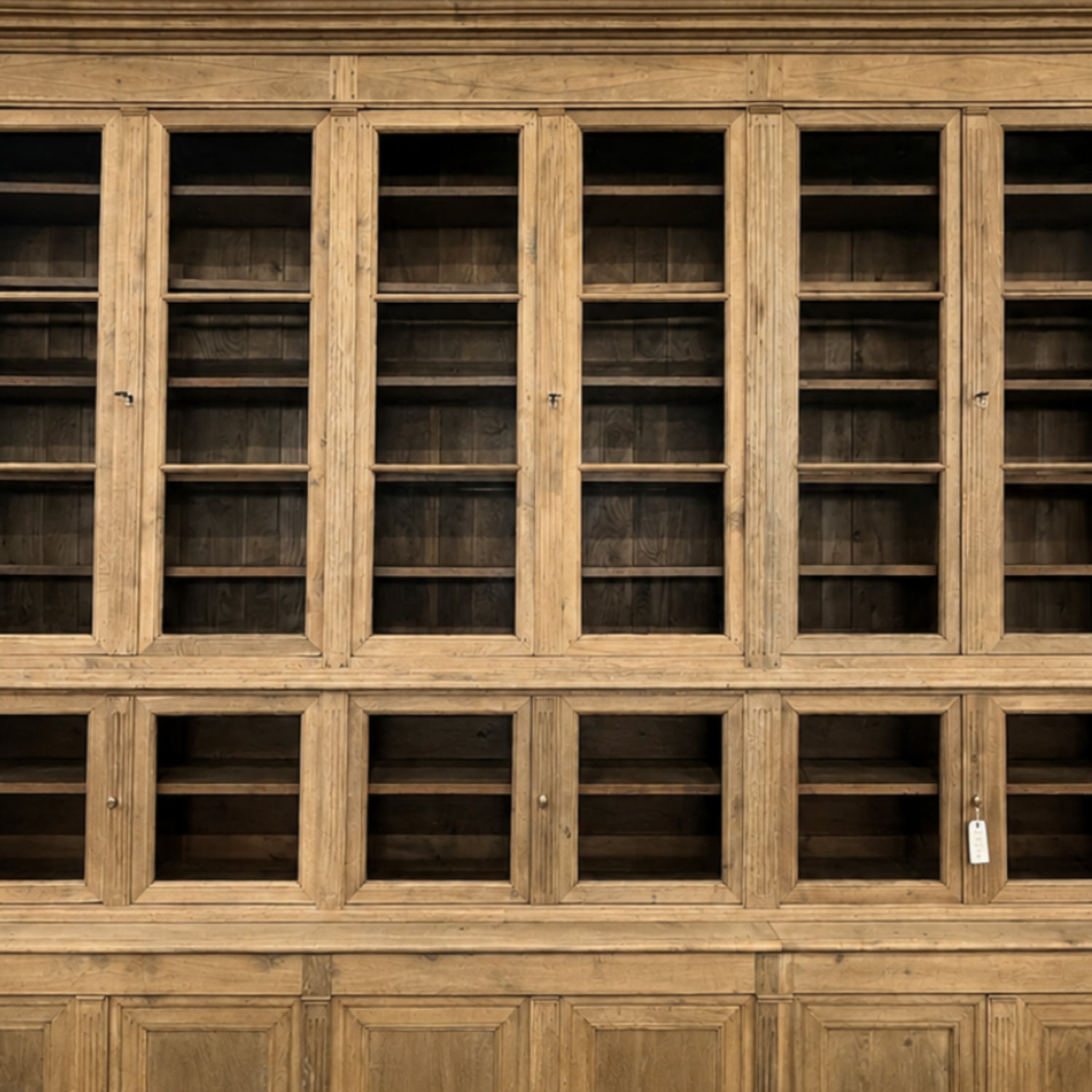 Monumental Early 19th Century French Directoire Period Bleached Oak Bibliothèque à Trois Corps
