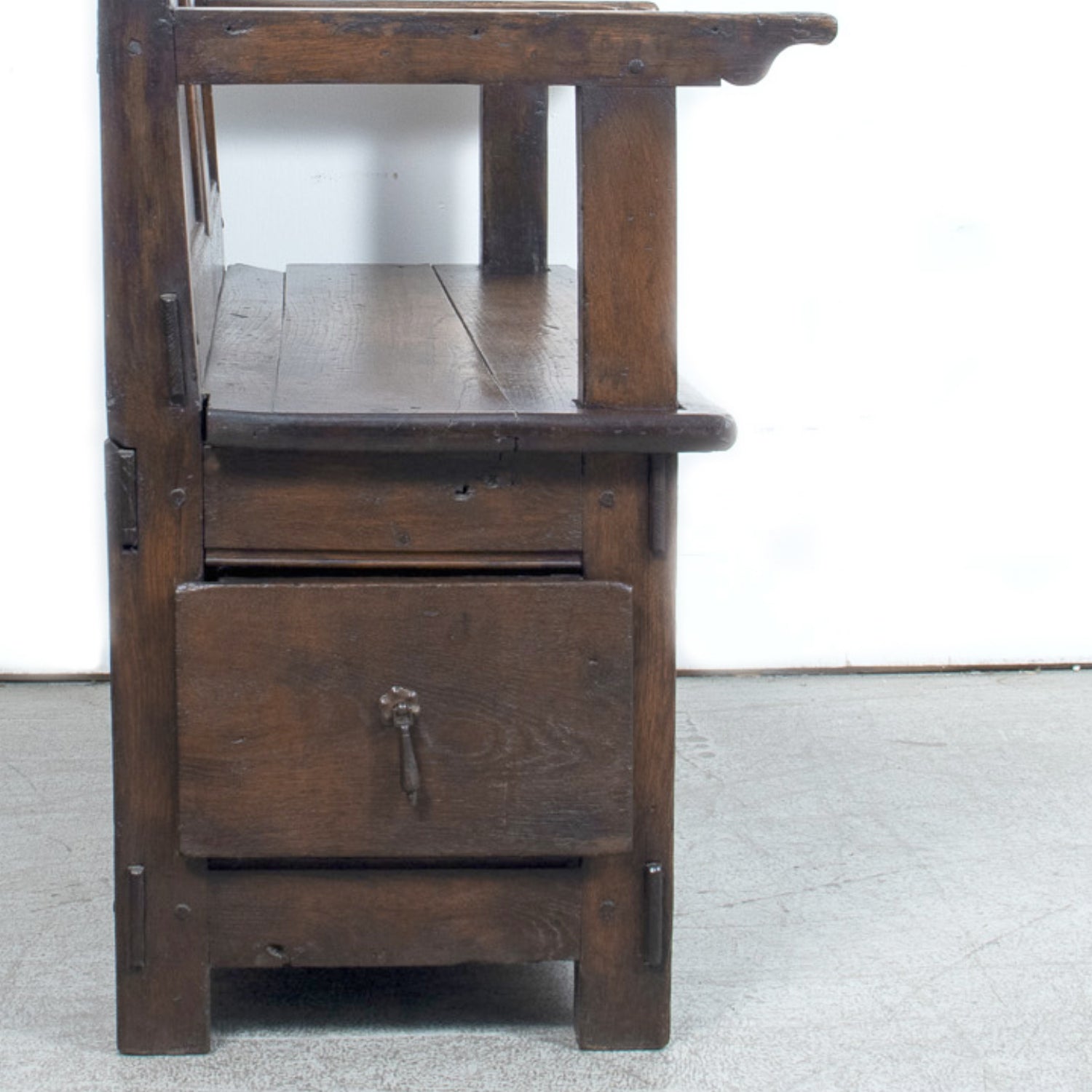 18th Century French Country Coin de Feu or Fireside Bench with Drawer