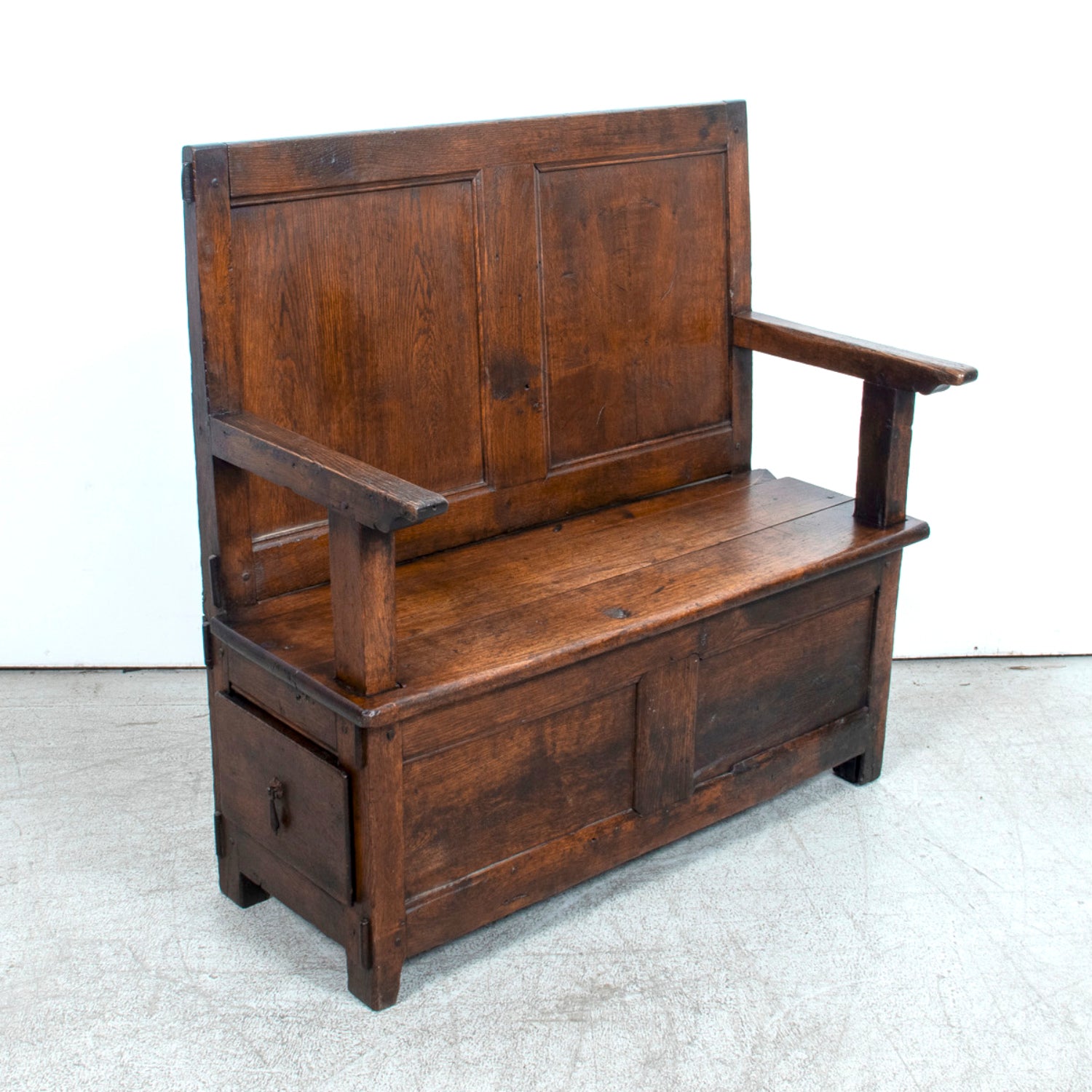 18th Century French Country Coin de Feu or Fireside Bench with Drawer