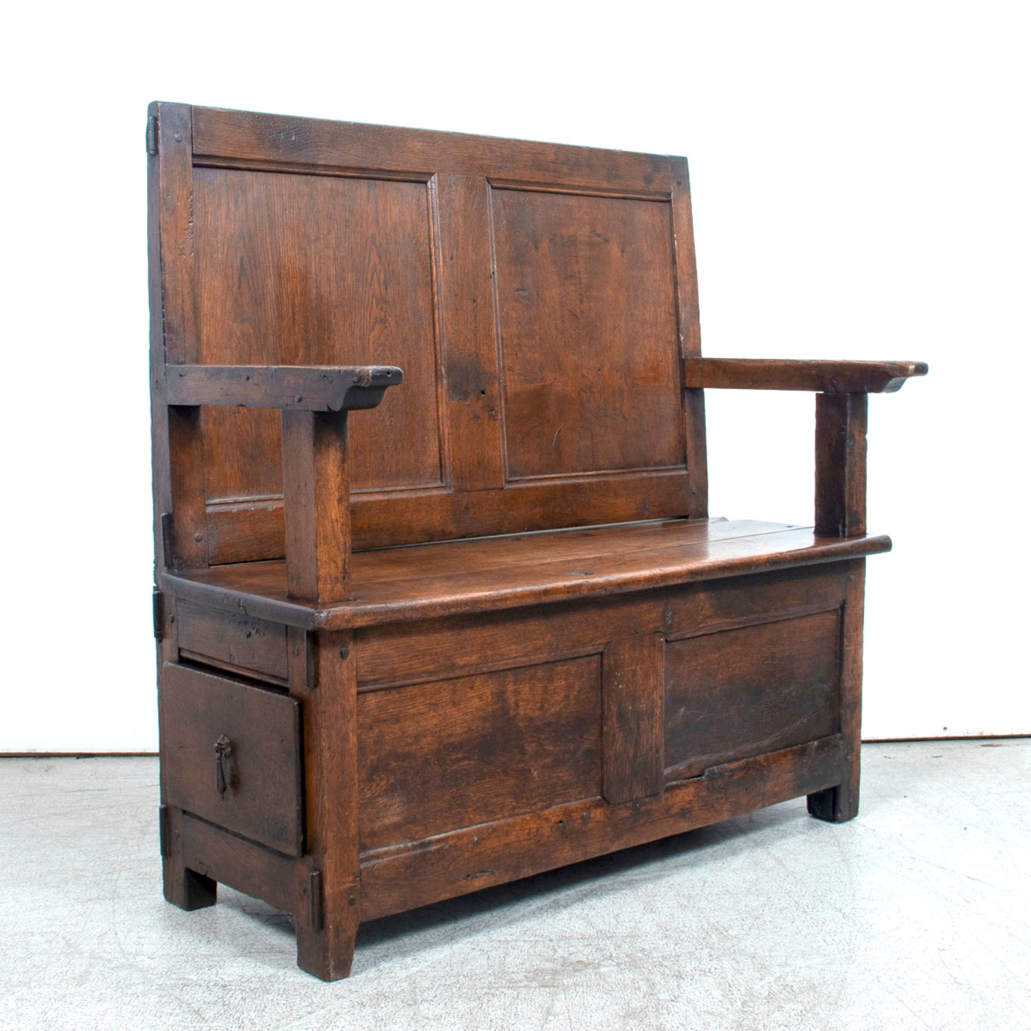 18th Century French Country Coin de Feu or Fireside Bench with Drawer