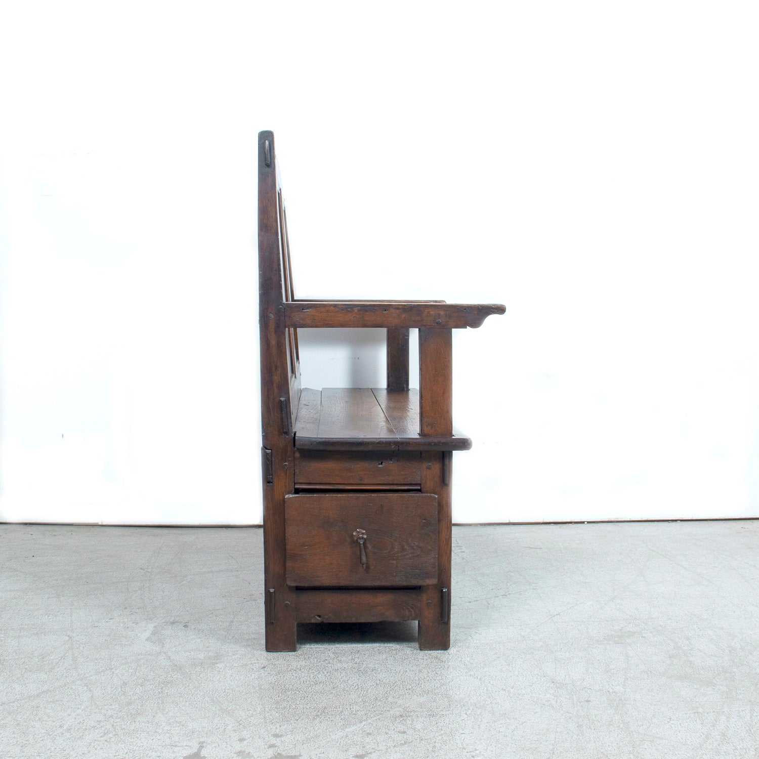 18th Century French Country Coin de Feu or Fireside Bench with Drawer