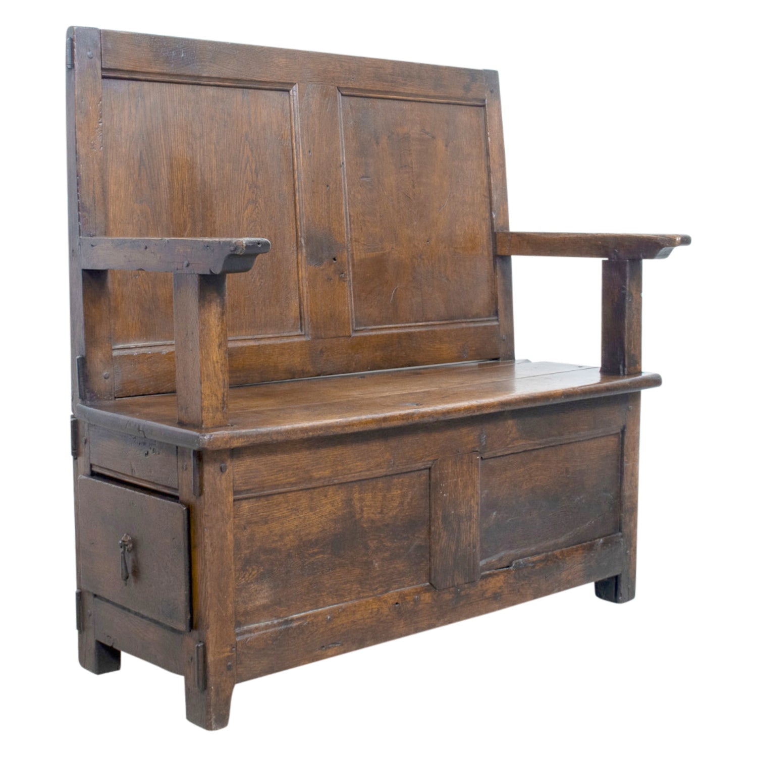 18th Century French Country Coin de Feu or Fireside Bench with Drawer
