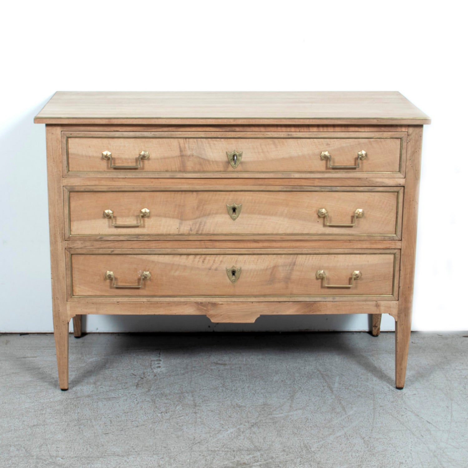 19th Century French Louis XVI Style Bleached Three-Drawer Commode