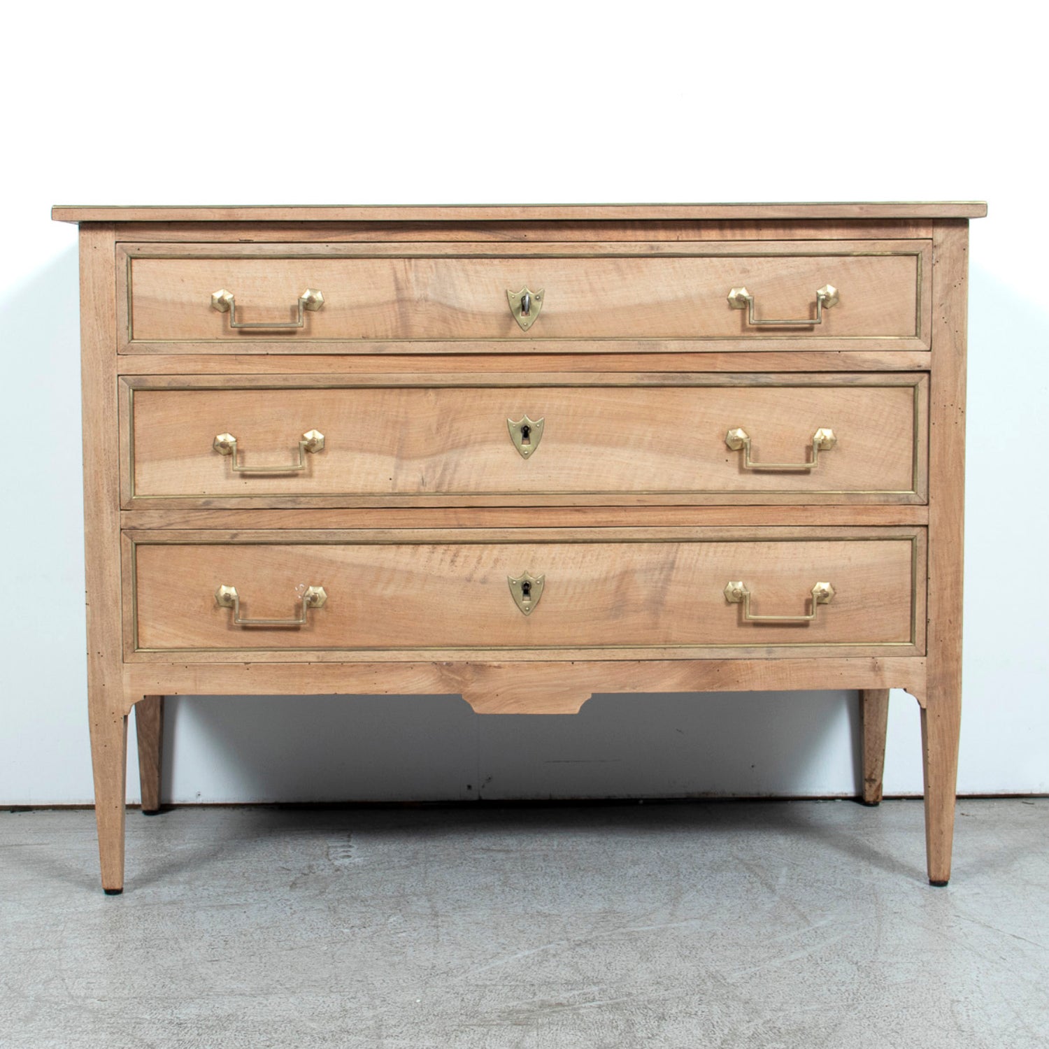 19th Century French Louis XVI Style Bleached Three-Drawer Commode