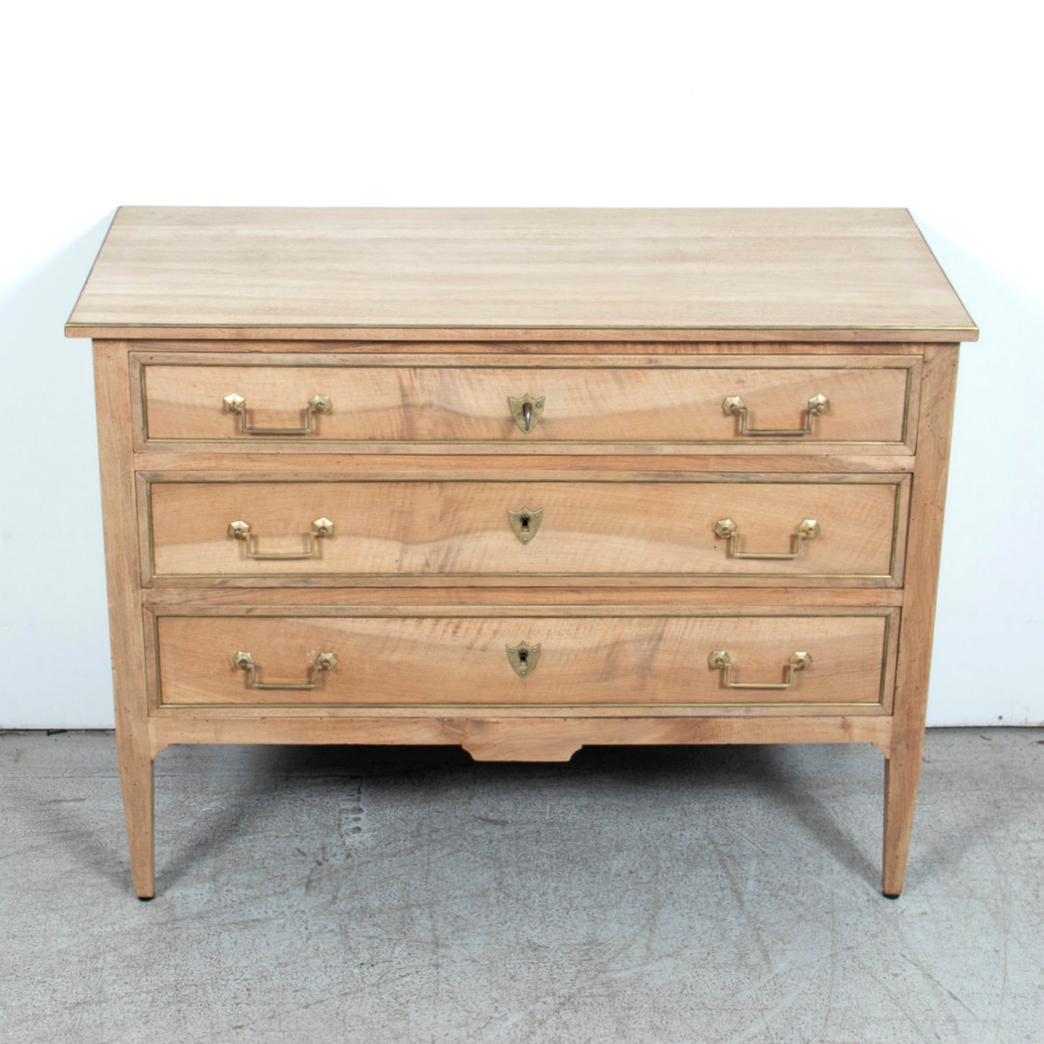 19th Century French Louis XVI Style Bleached Three-Drawer Commode