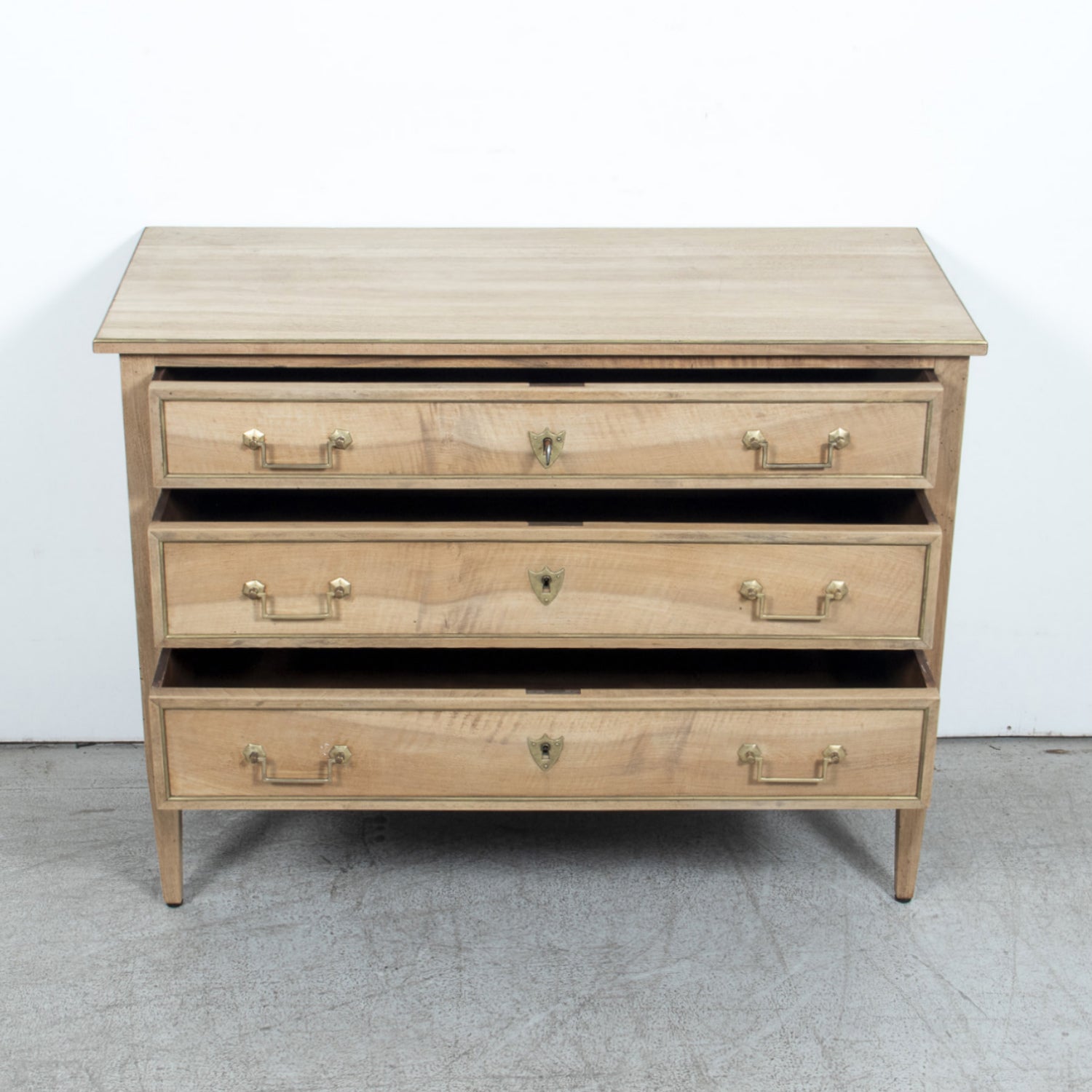 19th Century French Louis XVI Style Bleached Three-Drawer Commode