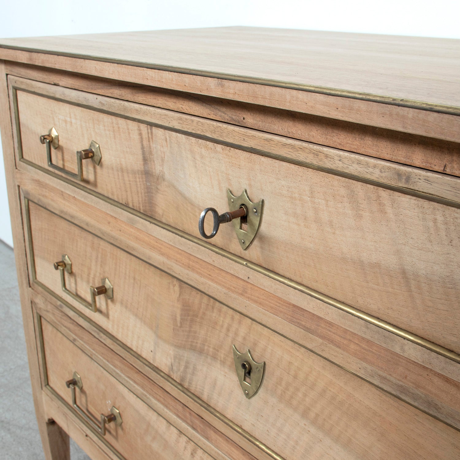 19th Century French Louis XVI Style Bleached Three-Drawer Commode