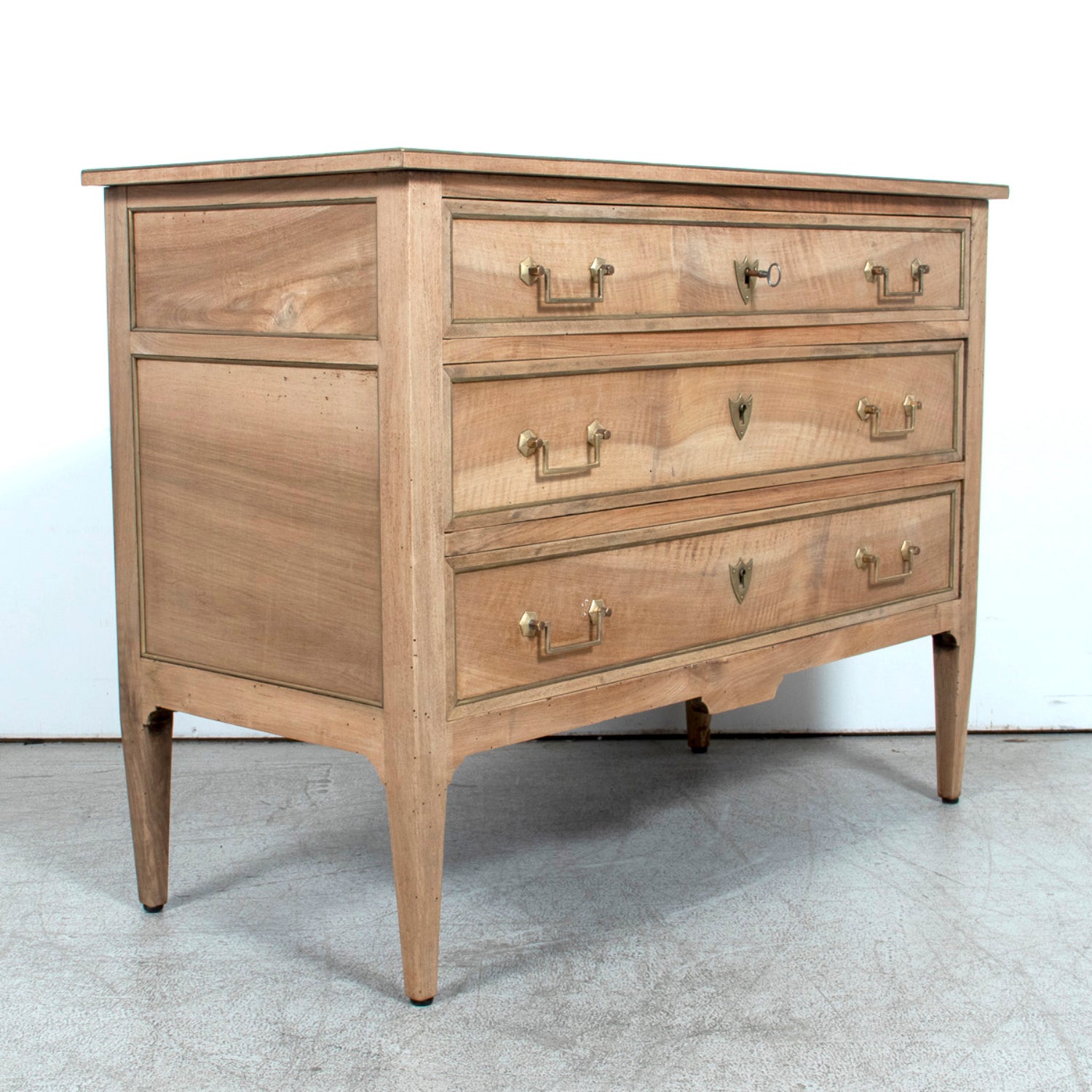 19th Century French Louis XVI Style Bleached Three-Drawer Commode