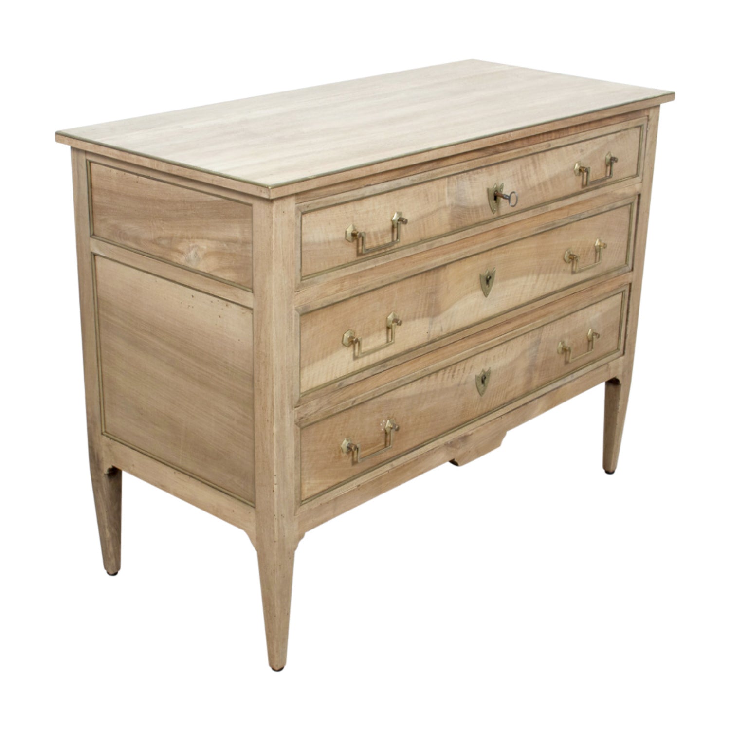 19th Century French Louis XVI Style Bleached Three-Drawer Commode