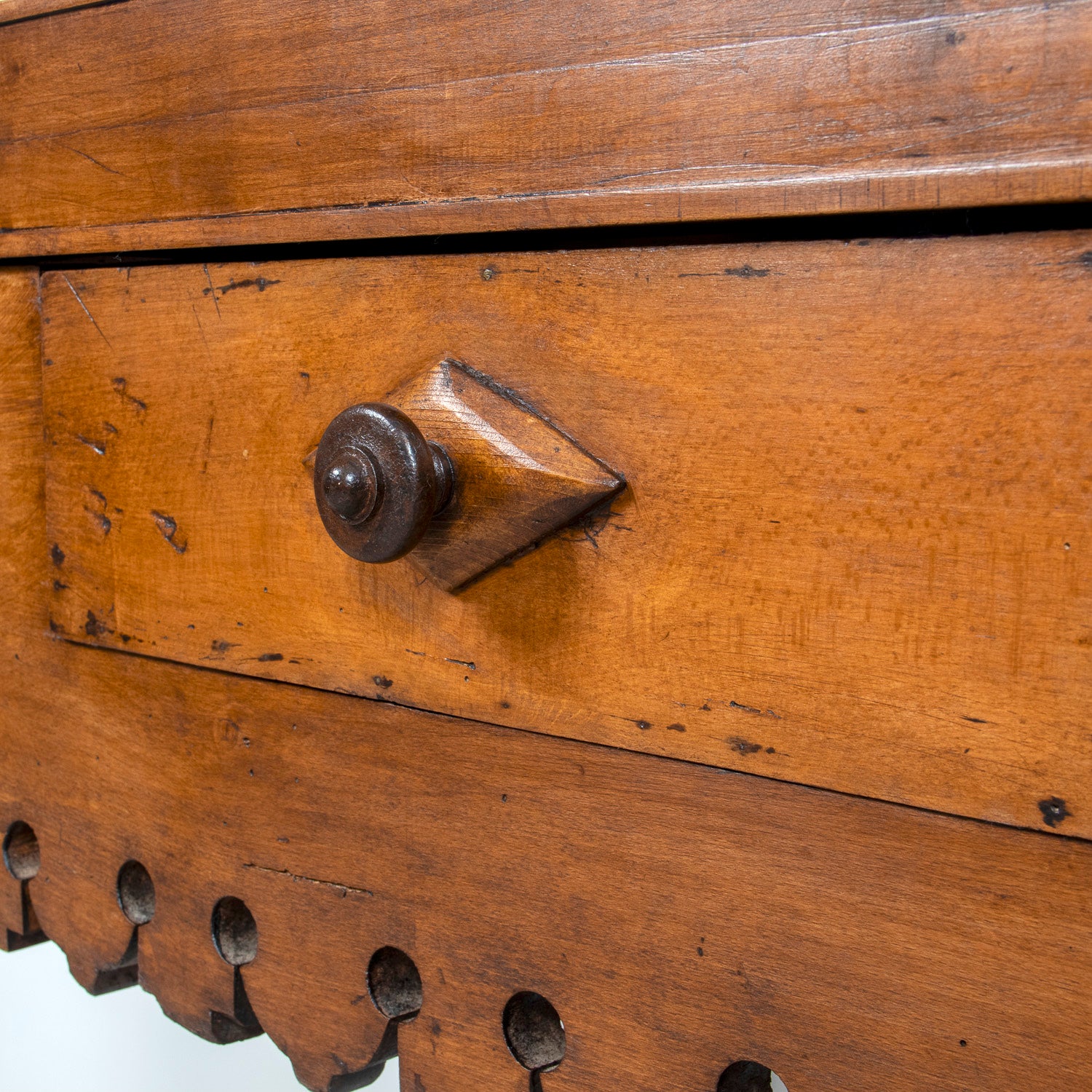 Rare 19th Century French Walnut Billot de Bucher or Butcher Block with Inlaid Trictrac Game Top