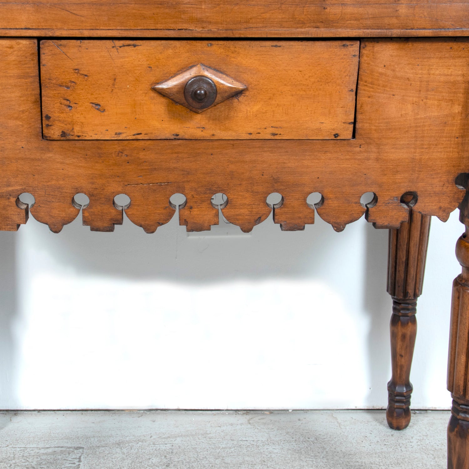 Rare 19th Century French Walnut Billot de Bucher or Butcher Block with Inlaid Trictrac Game Top
