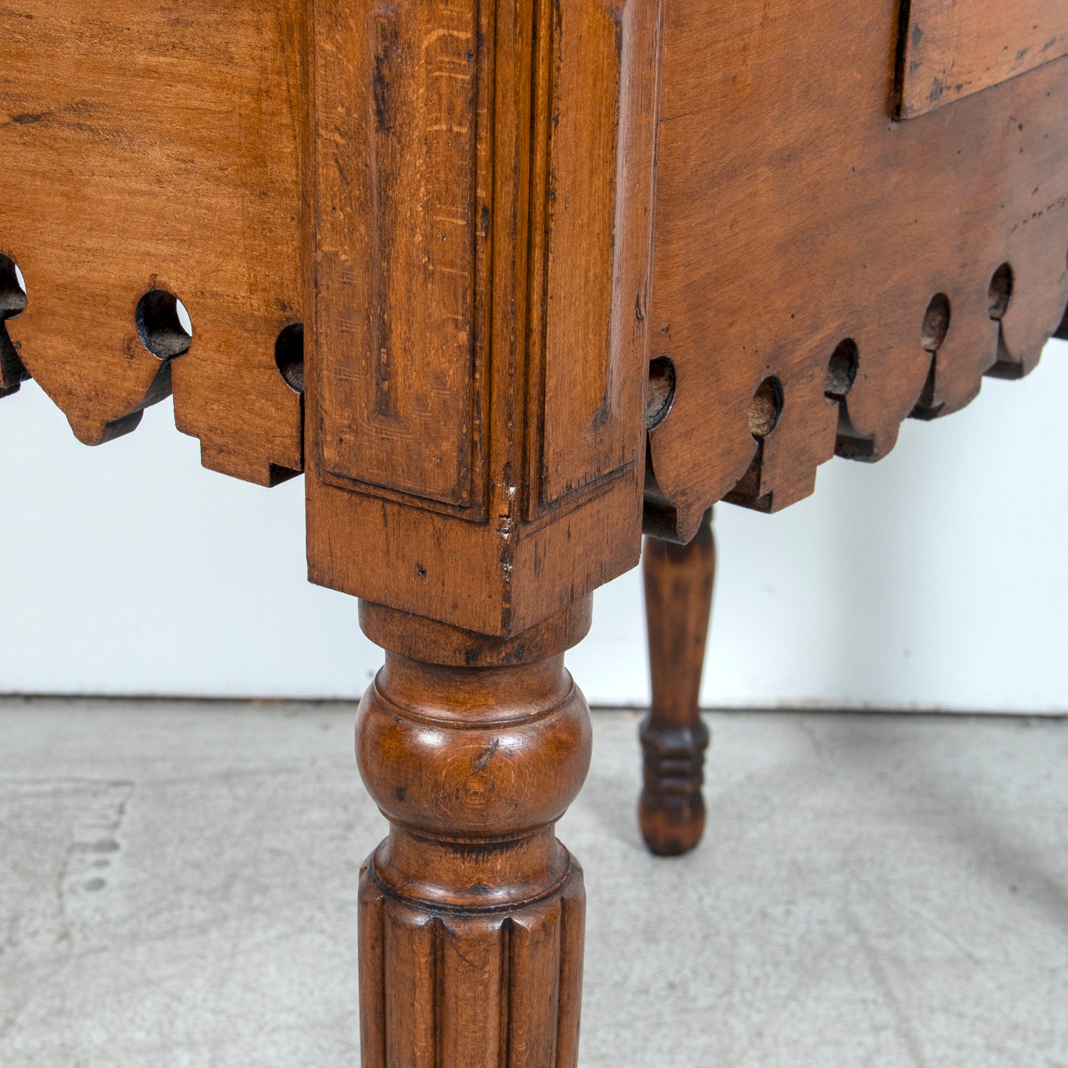 Rare 19th Century French Walnut Billot de Bucher or Butcher Block with Inlaid Trictrac Game Top