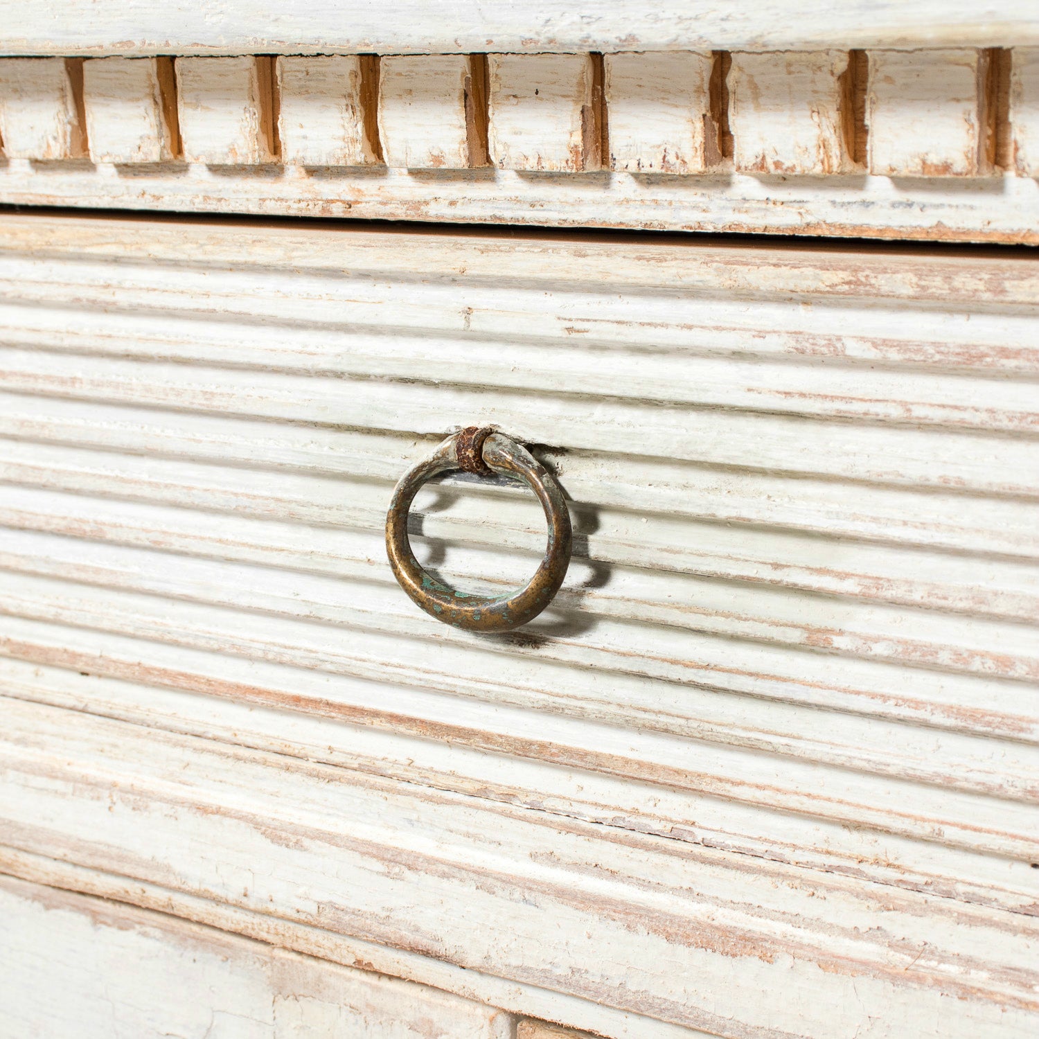 Pair of Handcrafted Gustavian Style Painted Buffets with Reeded Fronts