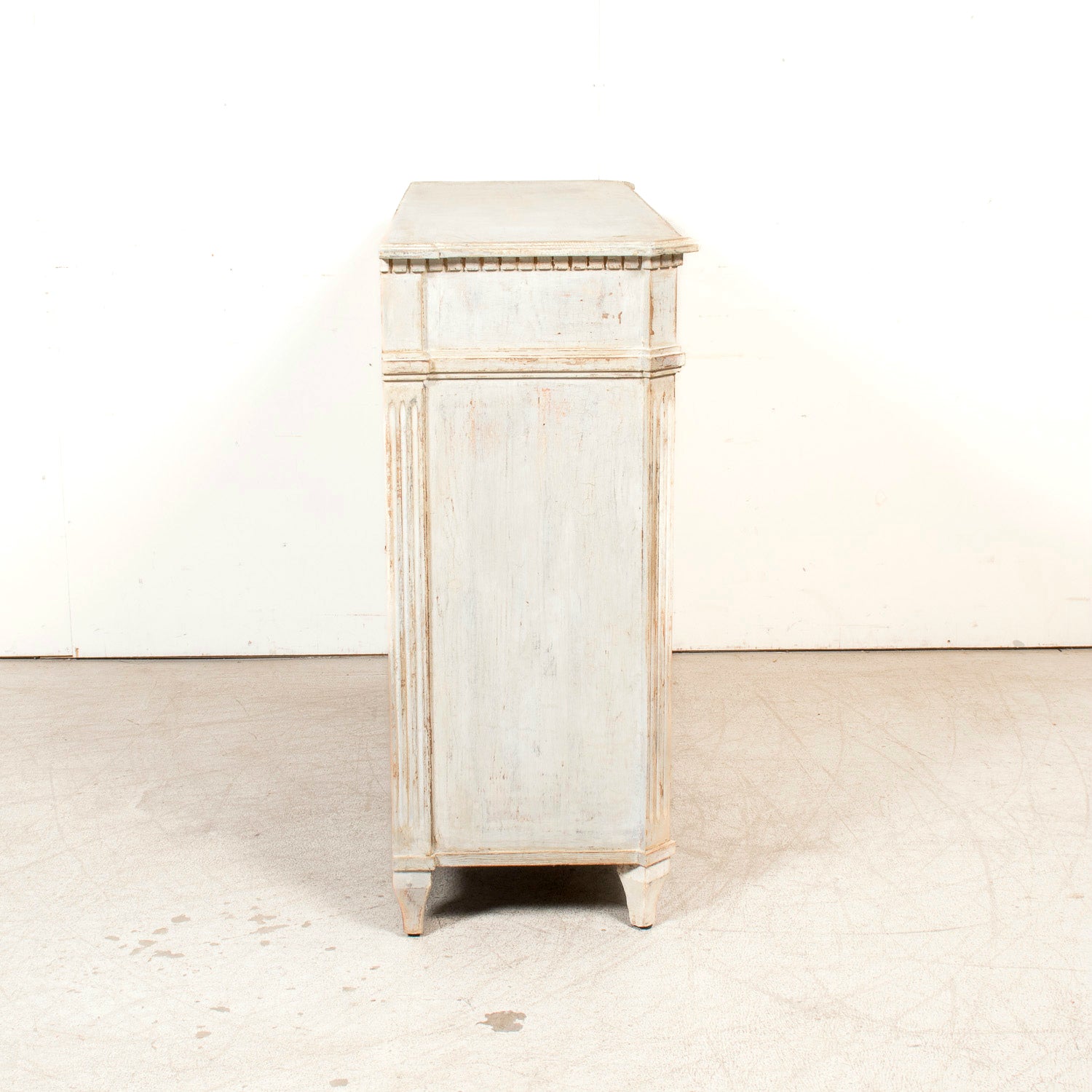 Pair of Handcrafted Gustavian Style Painted Buffets with Reeded Fronts