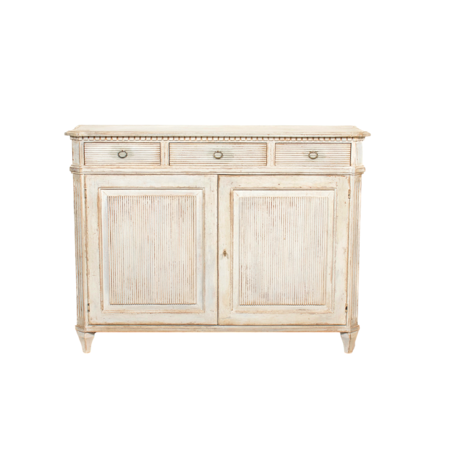 Handcrafted Gustavian Style Painted Buffet with Reeded Front
