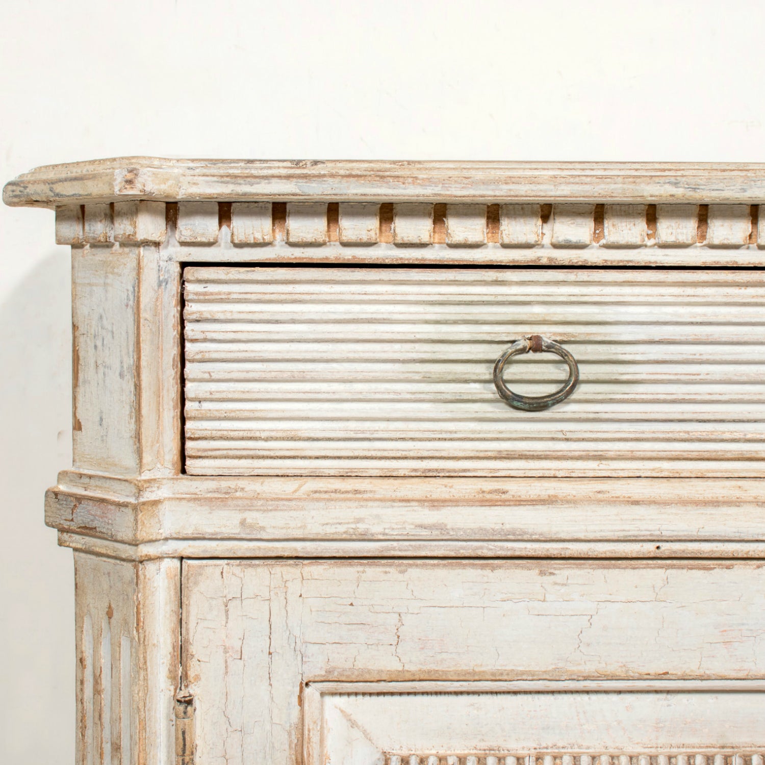 Pair of Handcrafted Gustavian Style Painted Buffets with Reeded Fronts