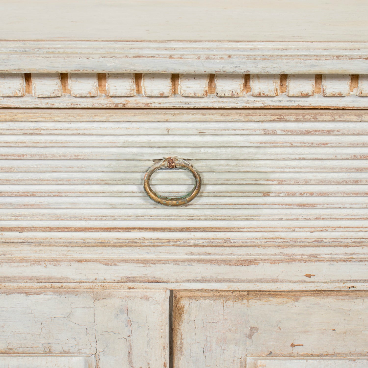 Pair of Handcrafted Gustavian Style Painted Buffets with Reeded Fronts