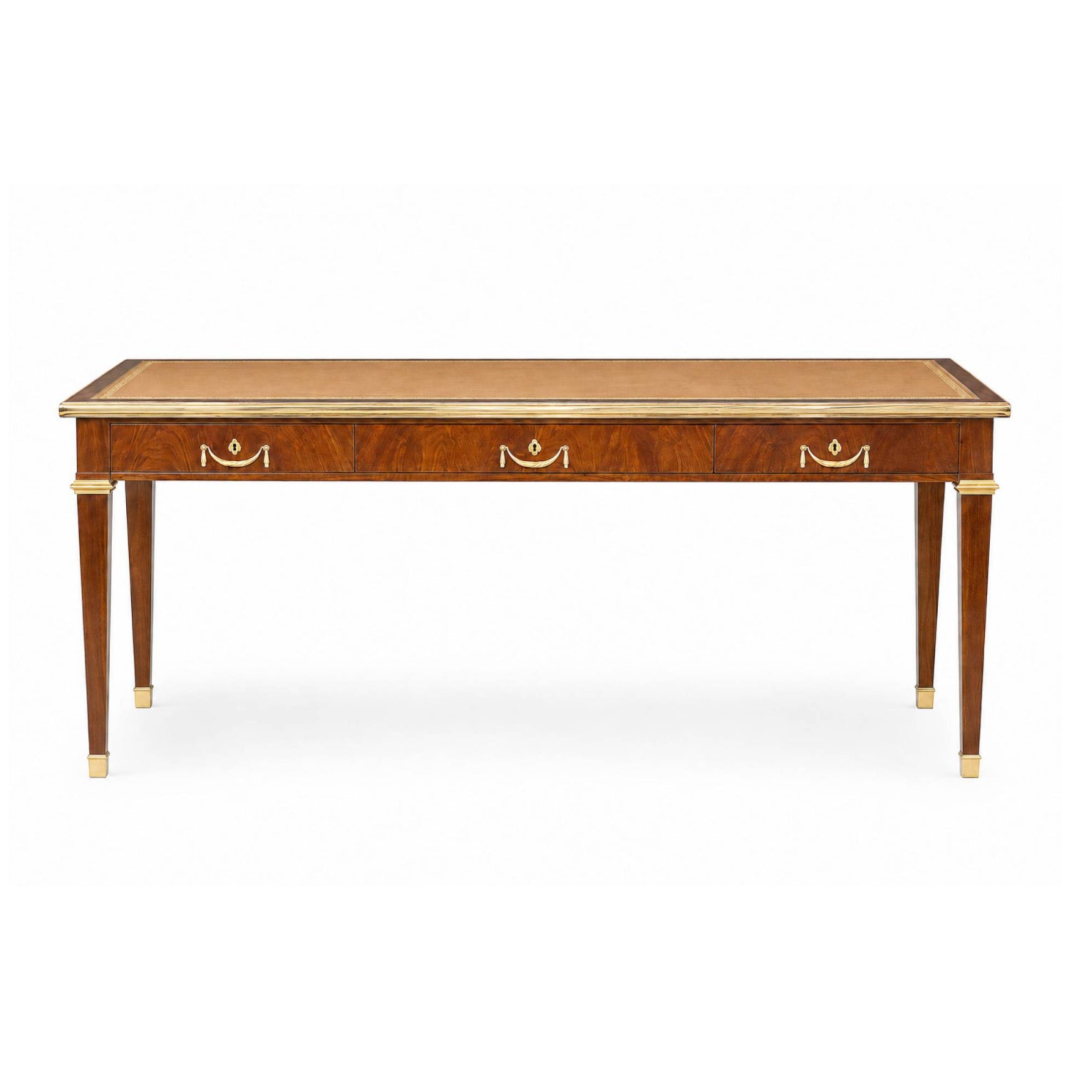 Early 20th Century French Louis XVI Mahogany Faux Partner Desk Attributed to Maurice Rinck