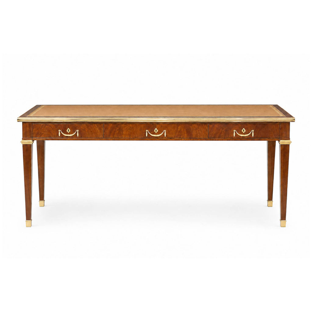 Early 20th Century French Louis XVI Mahogany Faux Partner Desk Attributed to Maurice Rinck