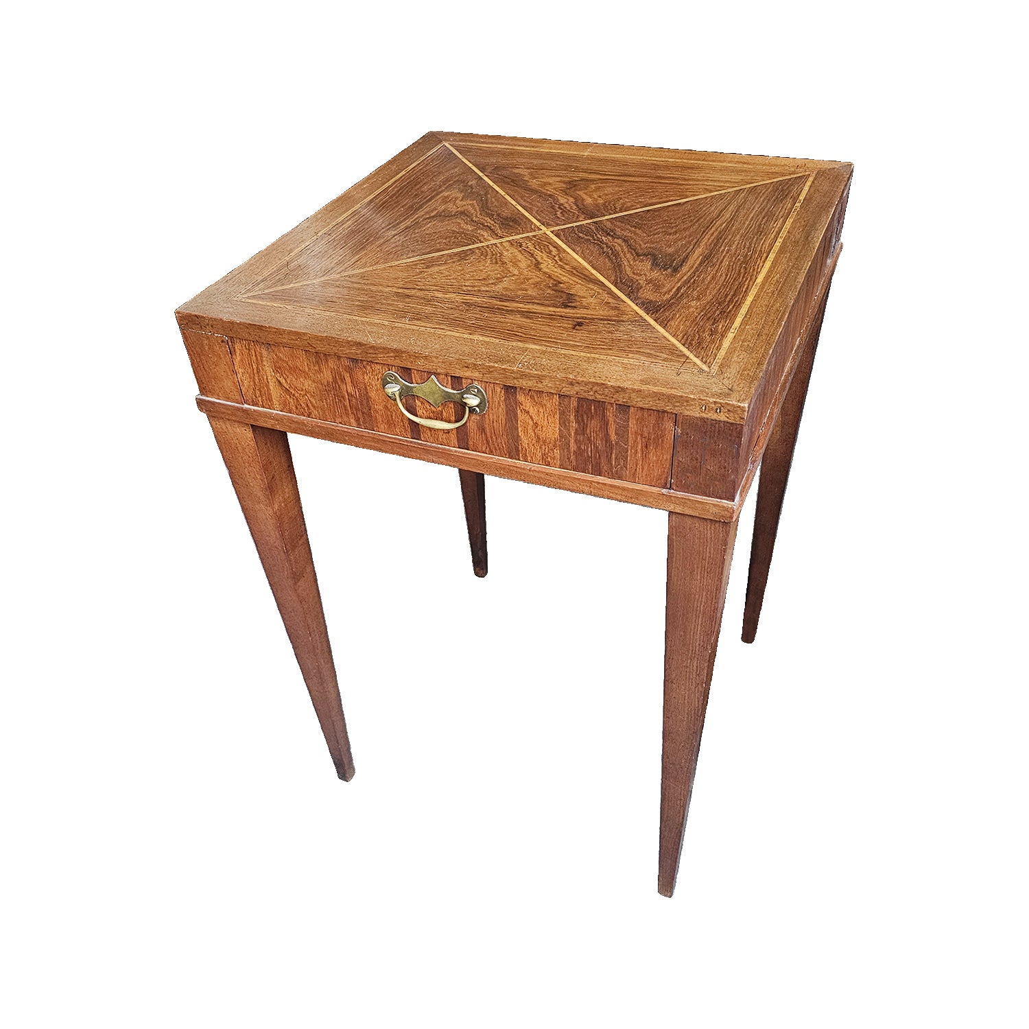 19th Century French Louis XVI Style Side Table with Fruitwood Inlay