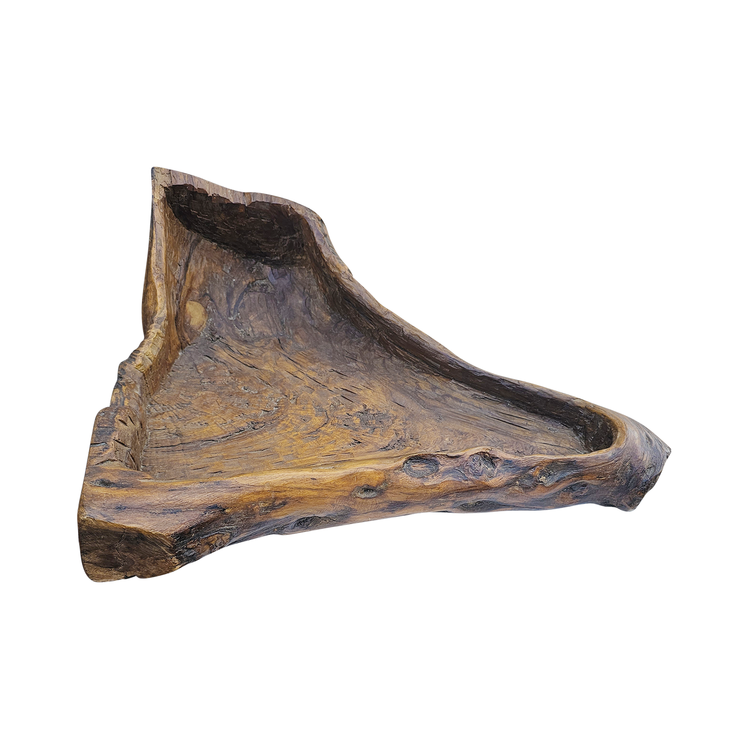 19th Century French Hand Carved Olive Wood Bowl