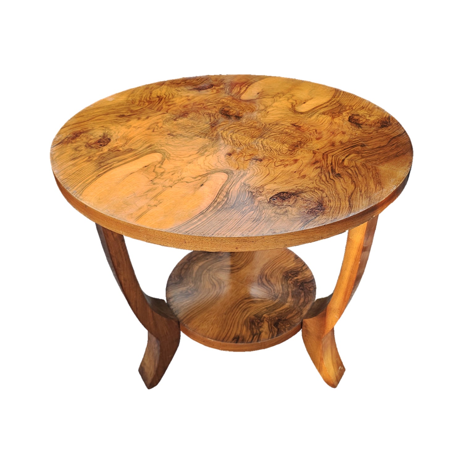 19th Century French Burled Walnut Bookmatch Guéridon