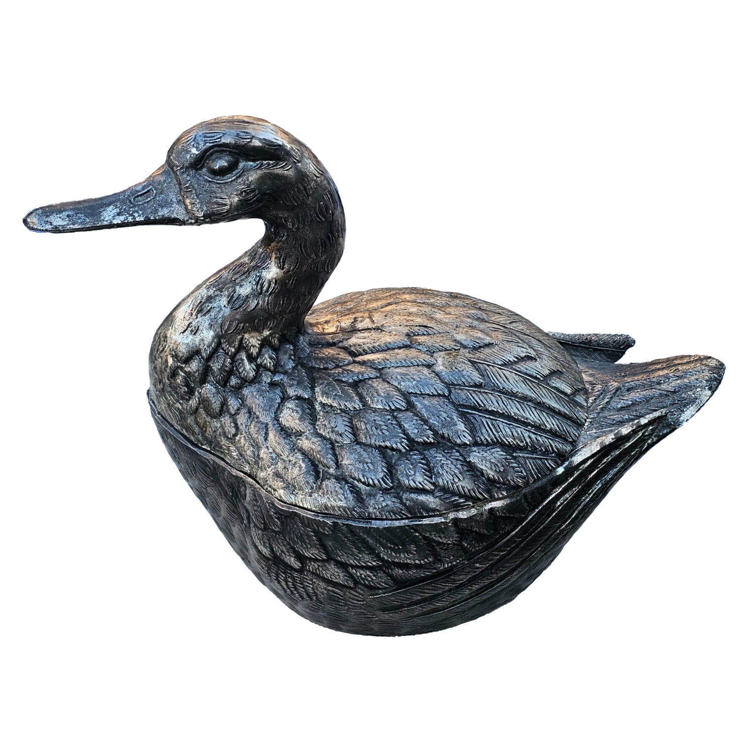 Mauro Manetti Signed Duck Ice Bucket, Silver Plated, Italy, Circa 1960s