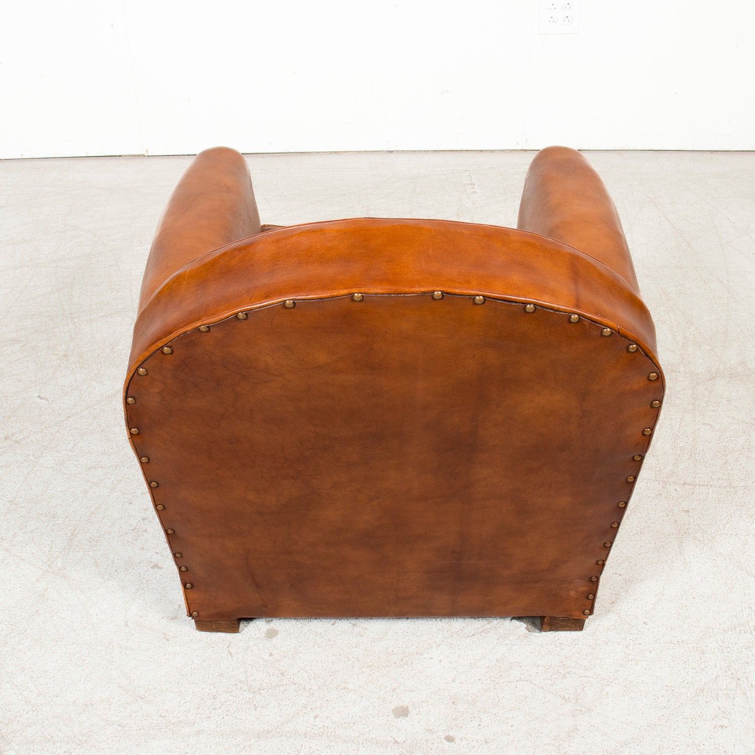 Pair of French Art Deco Period Cognac Leather Club Chairs