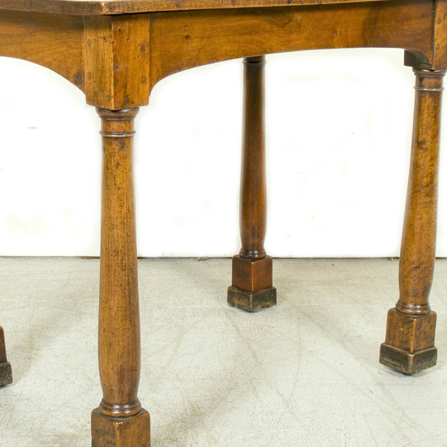 19th Century French Empire Period Walnut Side Table with Carved Doric Column Legs