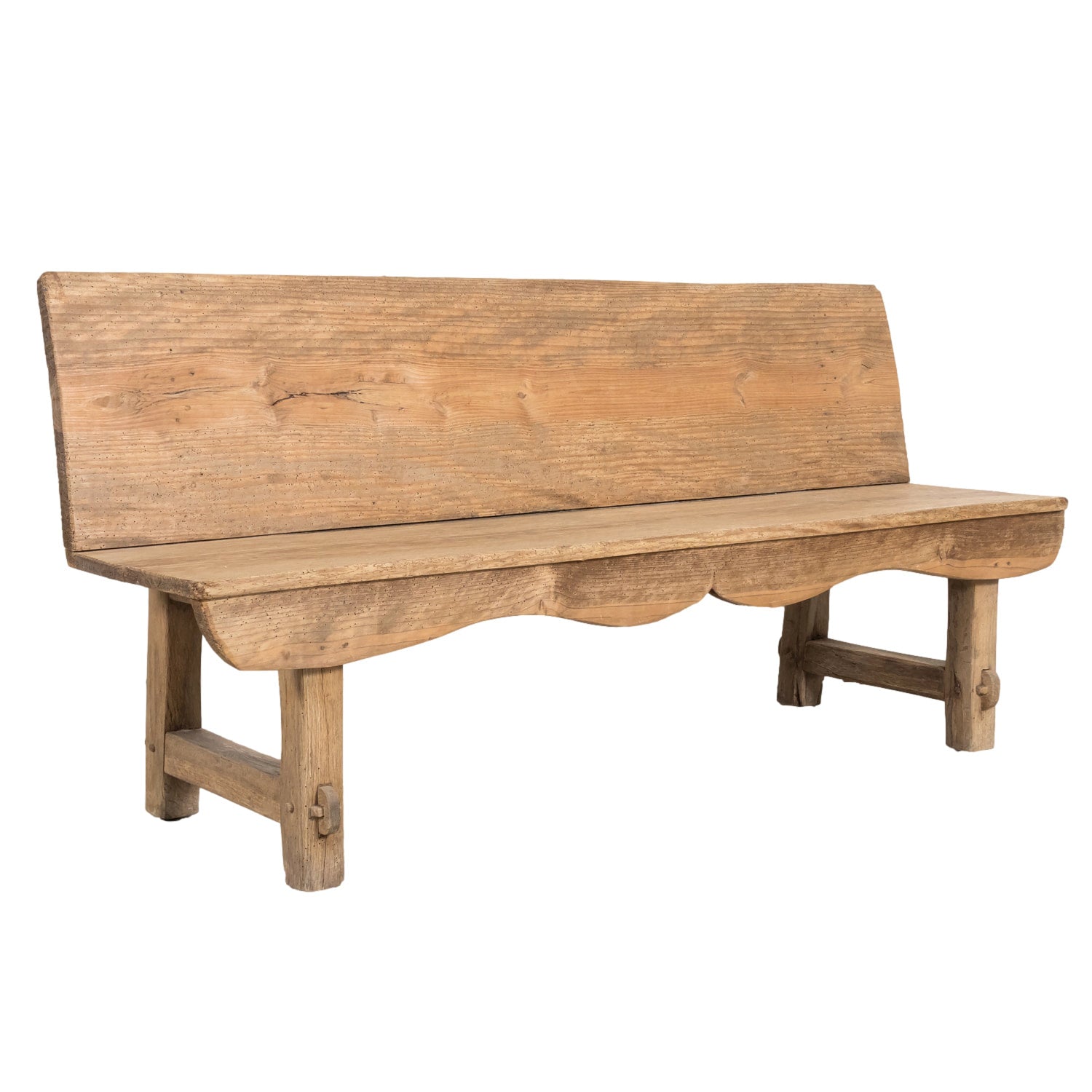 Early 19th Century Primitive Spanish Catalan Pine Bench