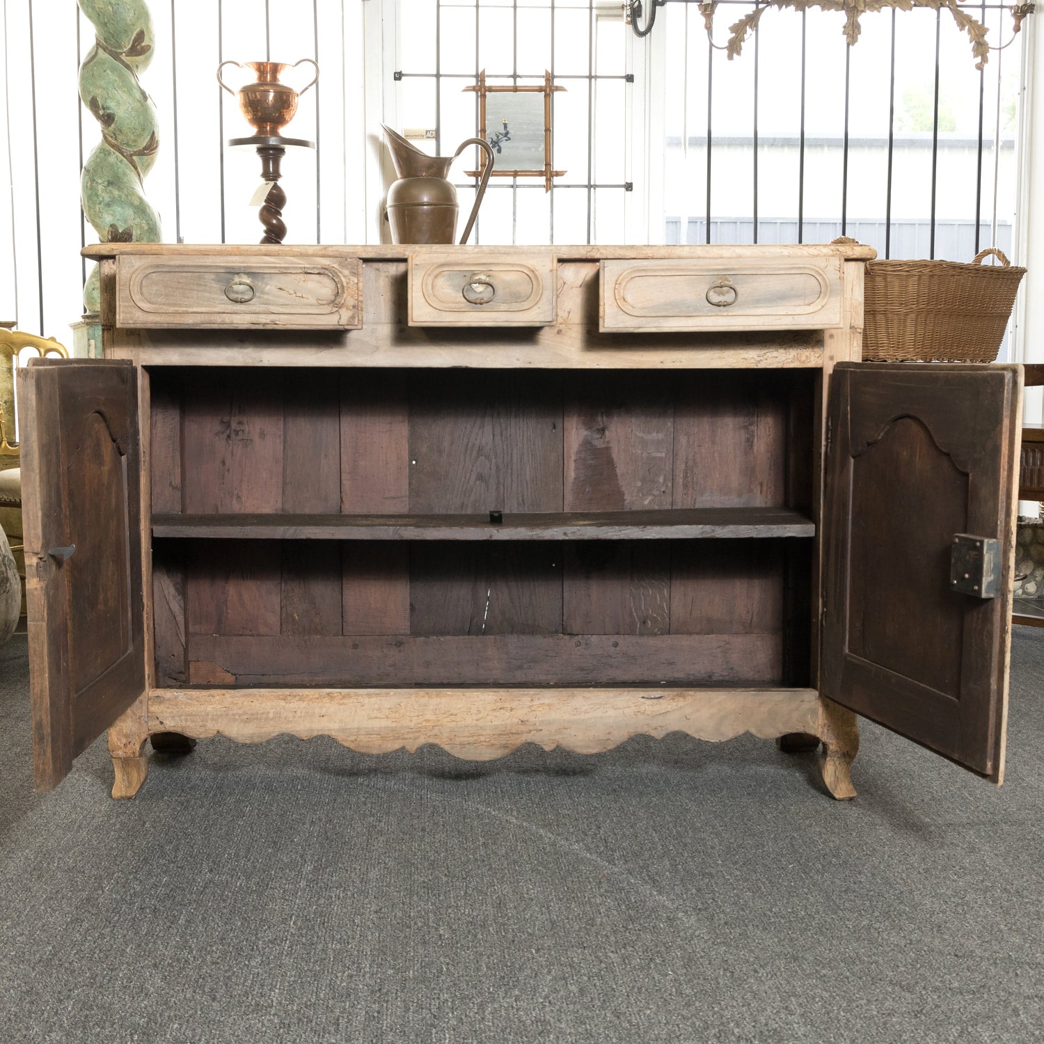 18th Century French Country Louis XV Bleached Walnut Normandy Buffet