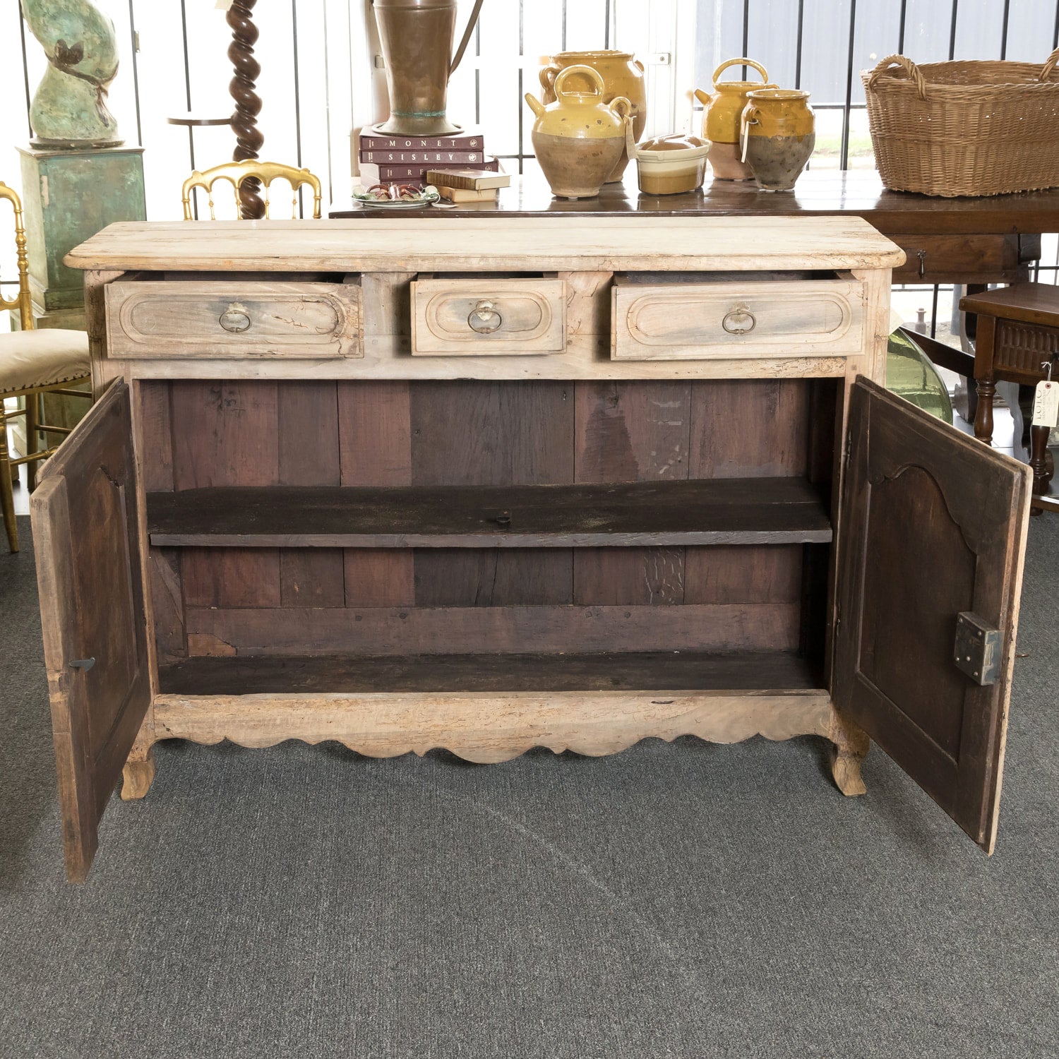 18th Century French Country Louis XV Bleached Walnut Normandy Buffet