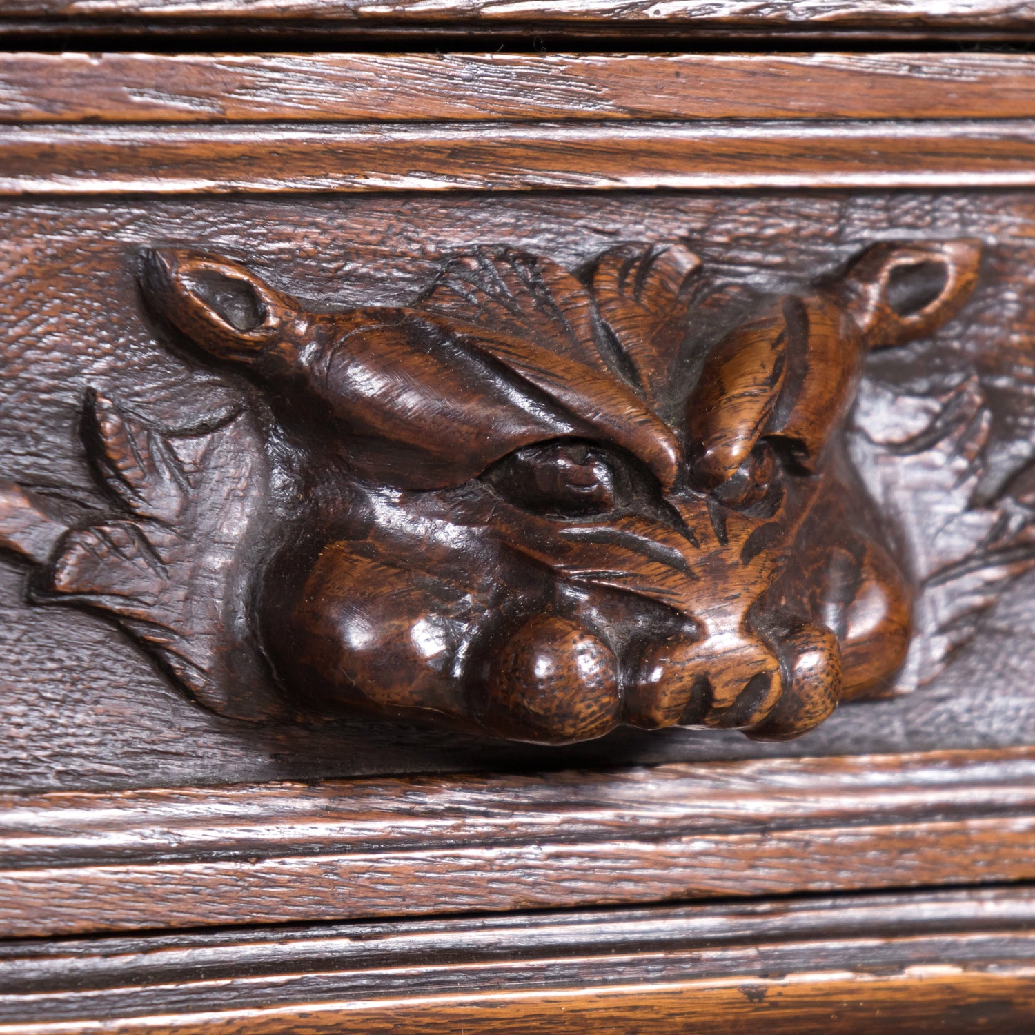 19th Century Antique French Louis XIII Style Carved Oak Buffet de Chasse or Hunting Buffet 