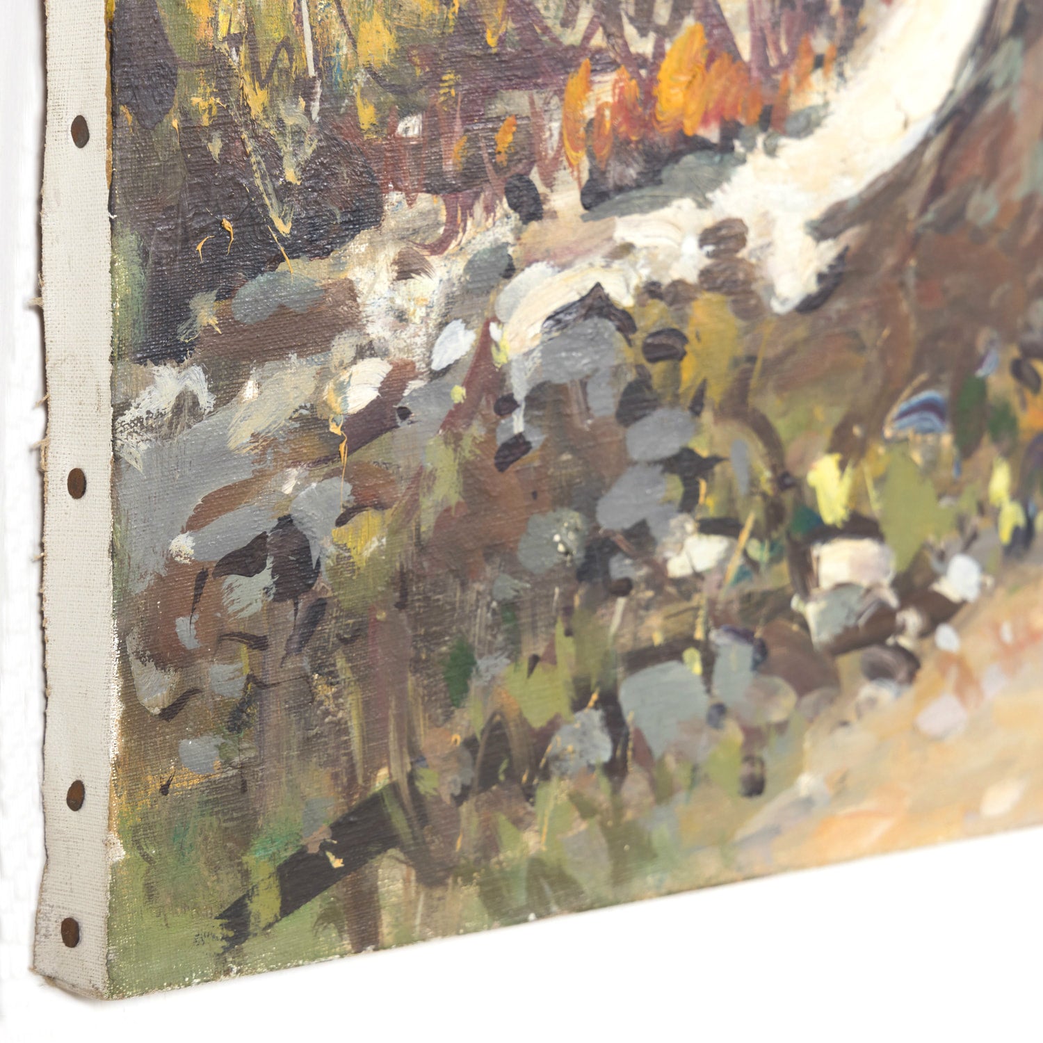 Vintage 20th Century French Impressionist Oil on Canvas Provence Olive Trees Landscape