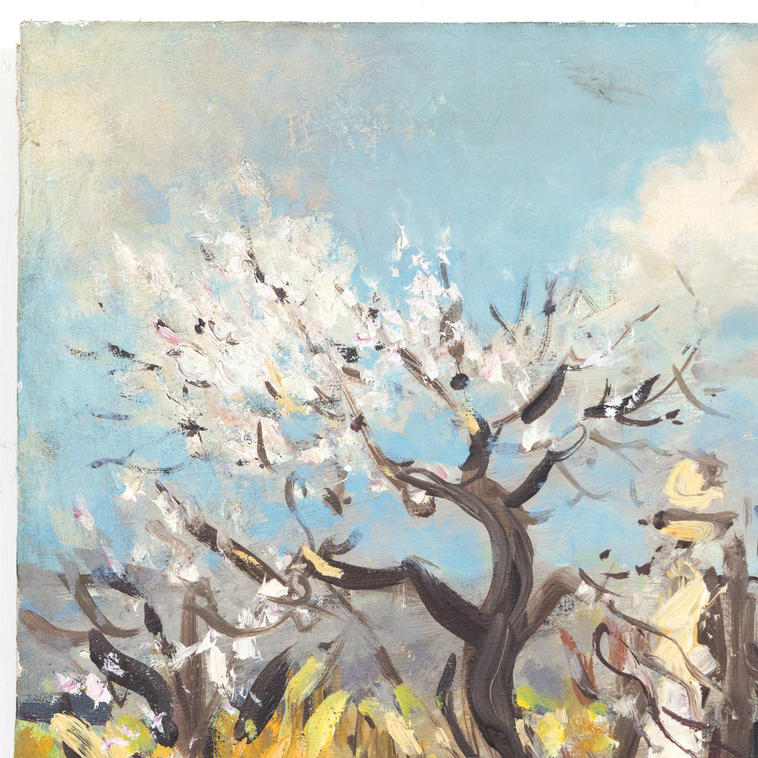 Vintage 20th Century French Impressionist Oil on Canvas Provence Olive Trees Landscape