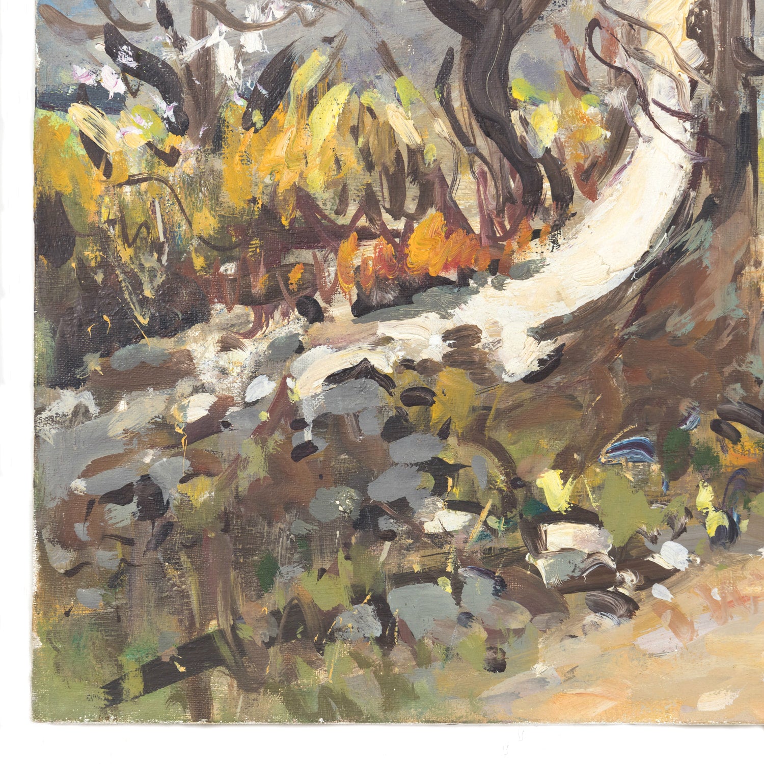 Vintage 20th Century French Impressionist Oil on Canvas Provence Olive Trees Landscape