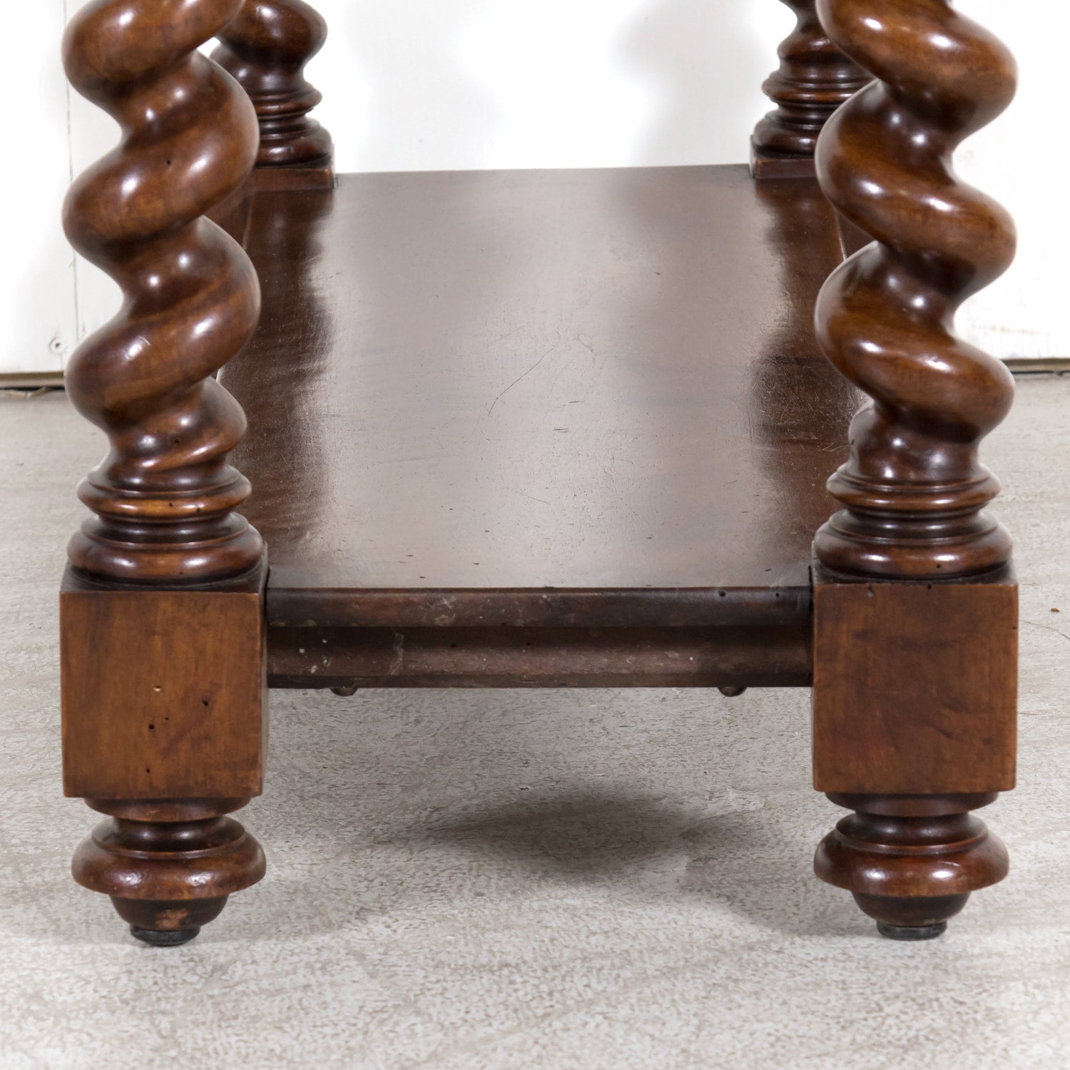 19th Century French Louis XIII Style Hand Carved Petite Barley Twist Console or Side Table