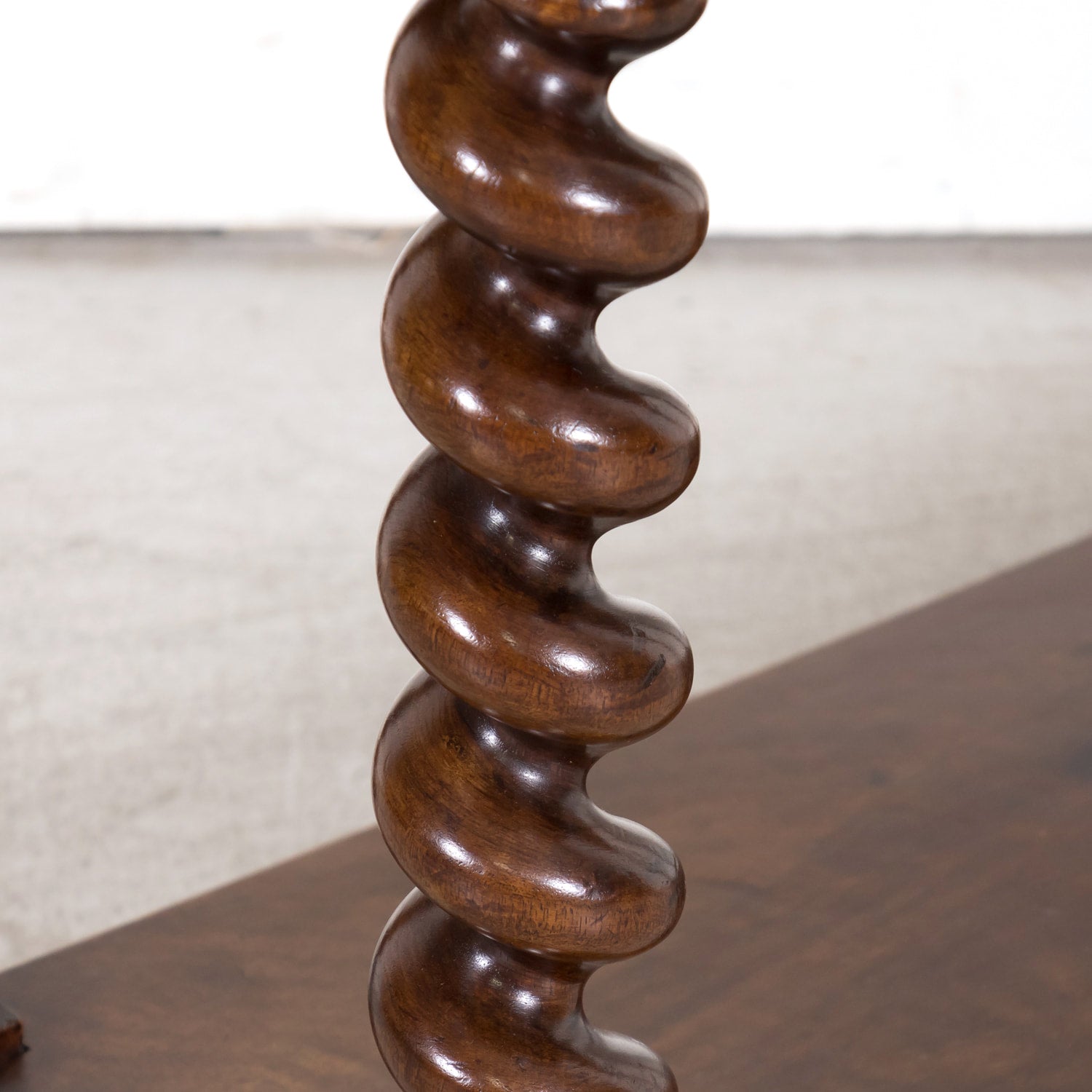 19th Century French Louis XIII Style Hand Carved Petite Barley Twist Console or Side Table