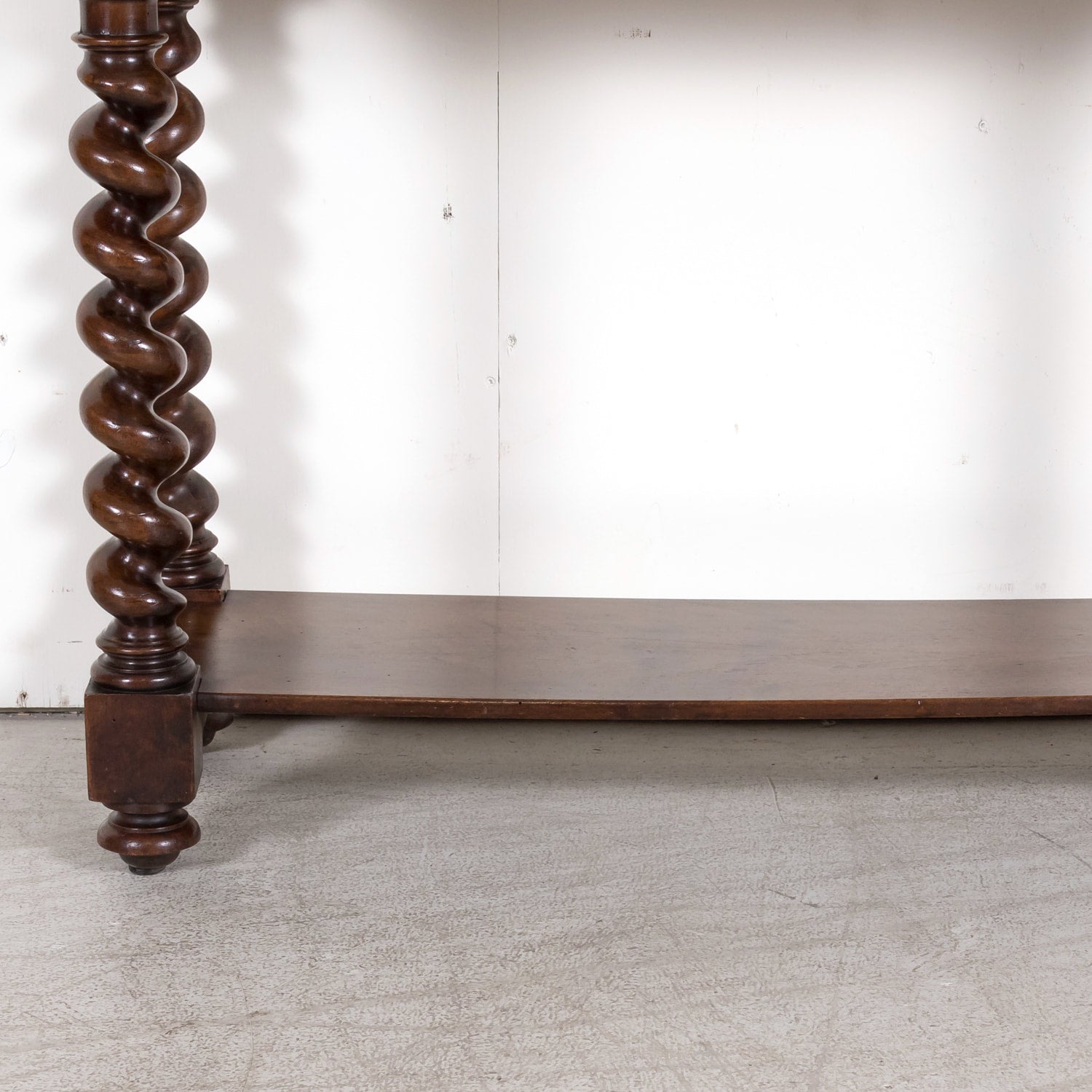 19th Century French Louis XIII Style Hand Carved Petite Barley Twist Console or Side Table