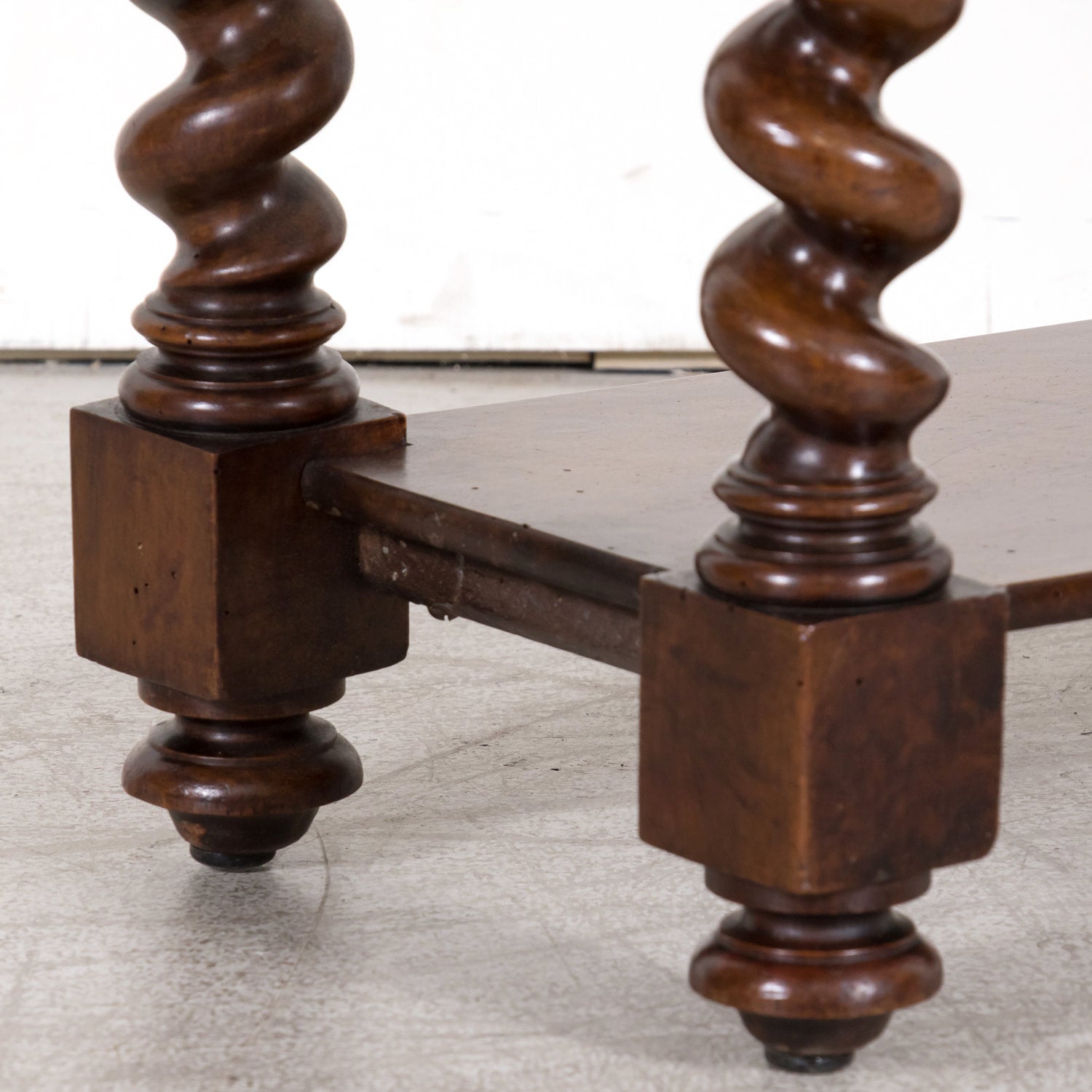 19th Century French Louis XIII Style Hand Carved Petite Barley Twist Console or Side Table