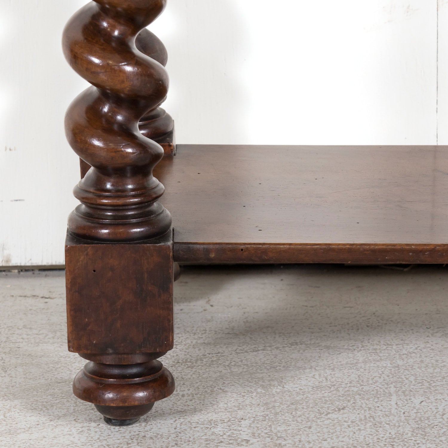 19th Century French Louis XIII Style Hand Carved Petite Barley Twist Console or Side Table