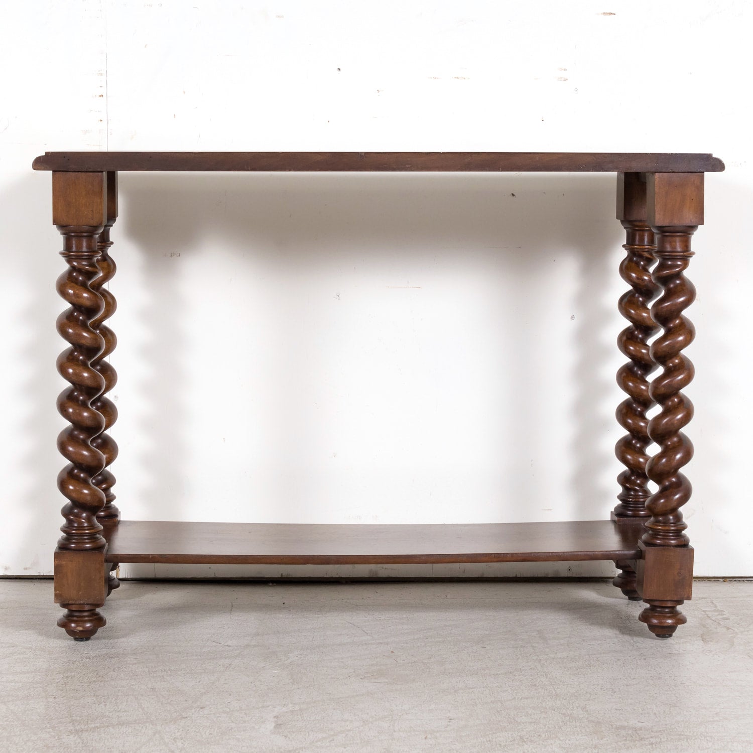 19th Century French Louis XIII Style Hand Carved Petite Barley Twist Console or Side Table