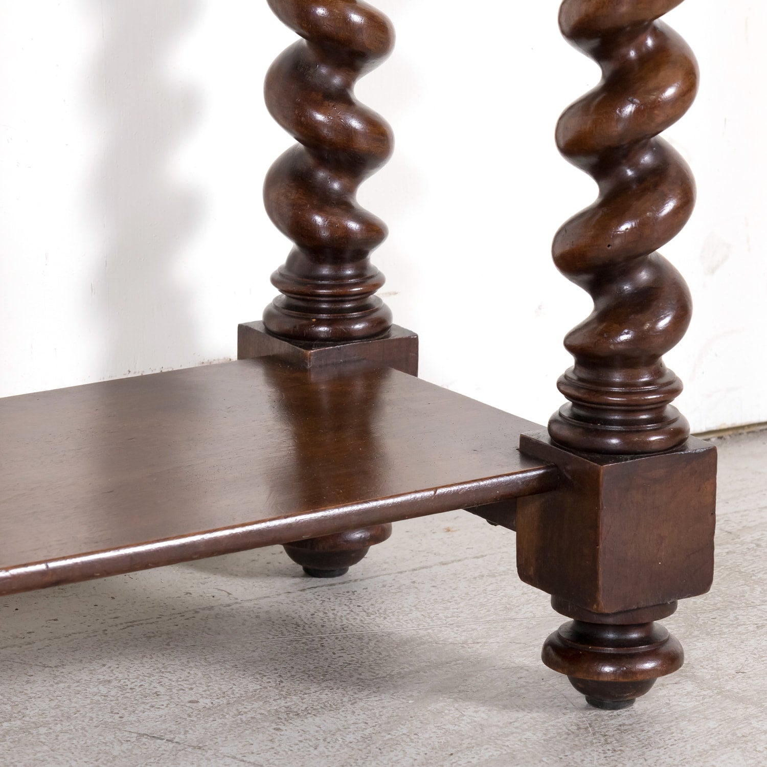 19th Century French Louis XIII Style Hand Carved Petite Barley Twist Console or Side Table