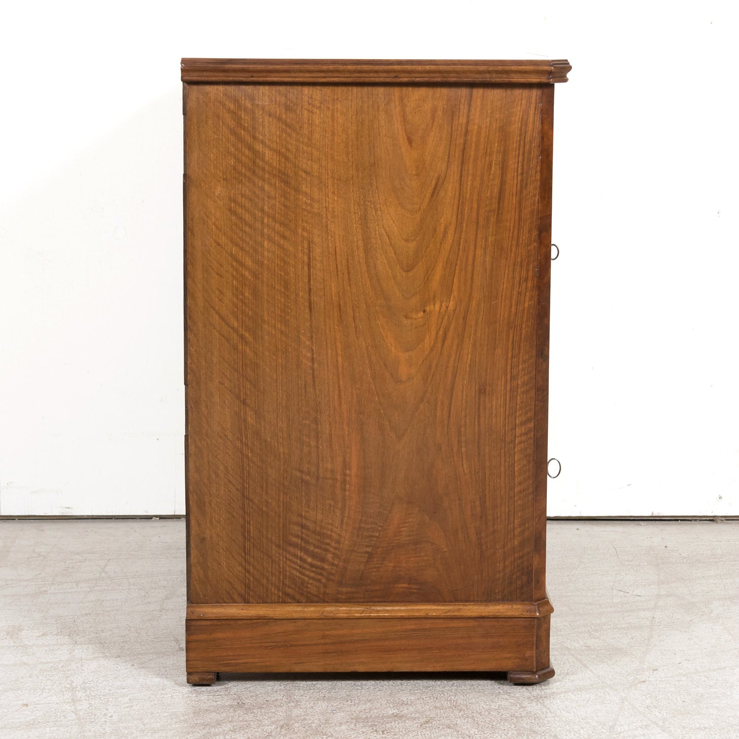 19th Century French Louis Philippe Period Petite Burled Walnut Commode with Inset Marble Top