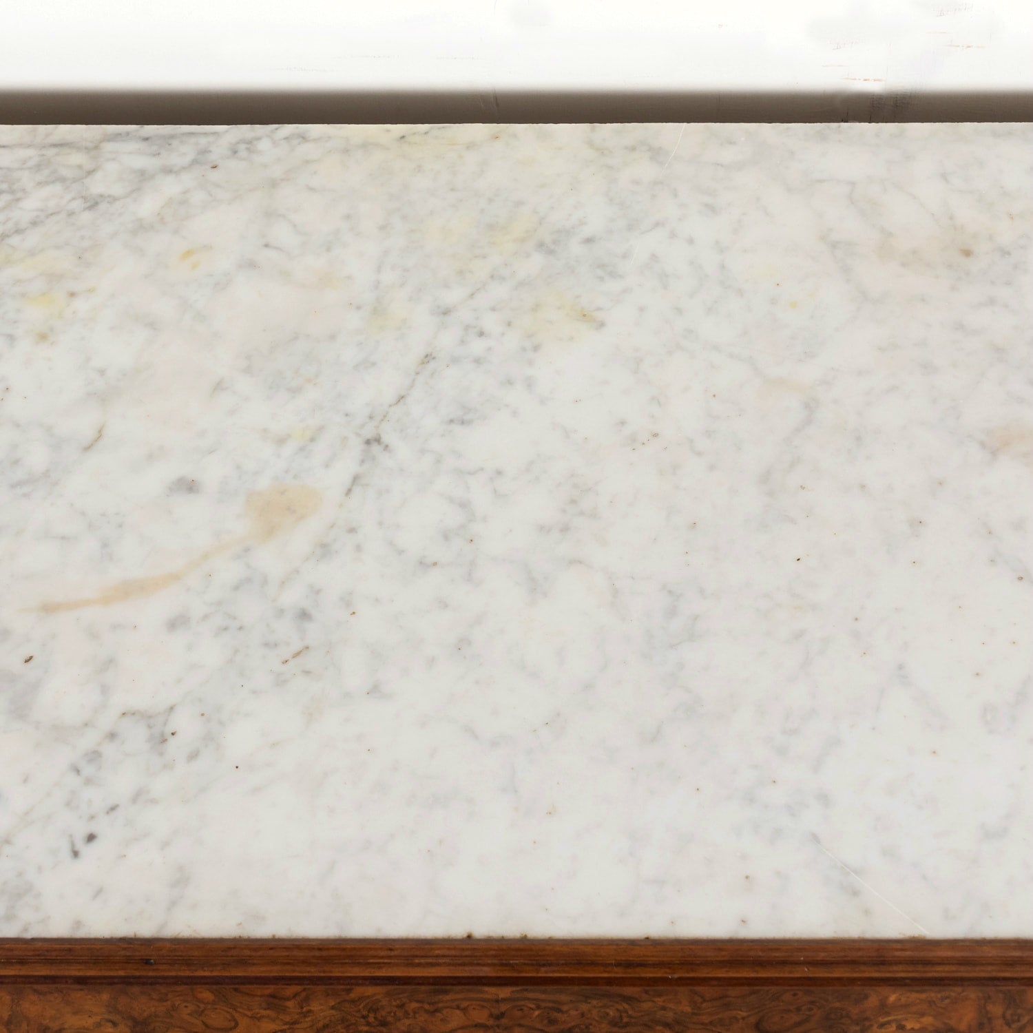 19th Century French Louis Philippe Period Petite Burled Walnut Commode with Inset Marble Top