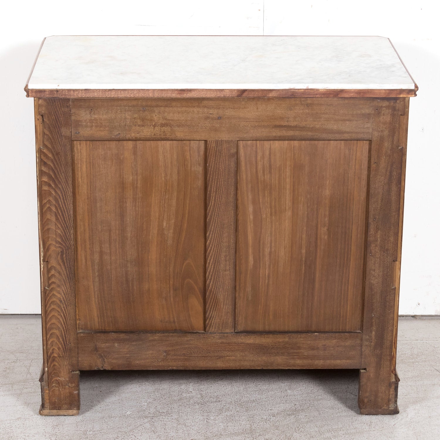 19th Century French Louis Philippe Period Petite Burled Walnut Commode with Inset Marble Top